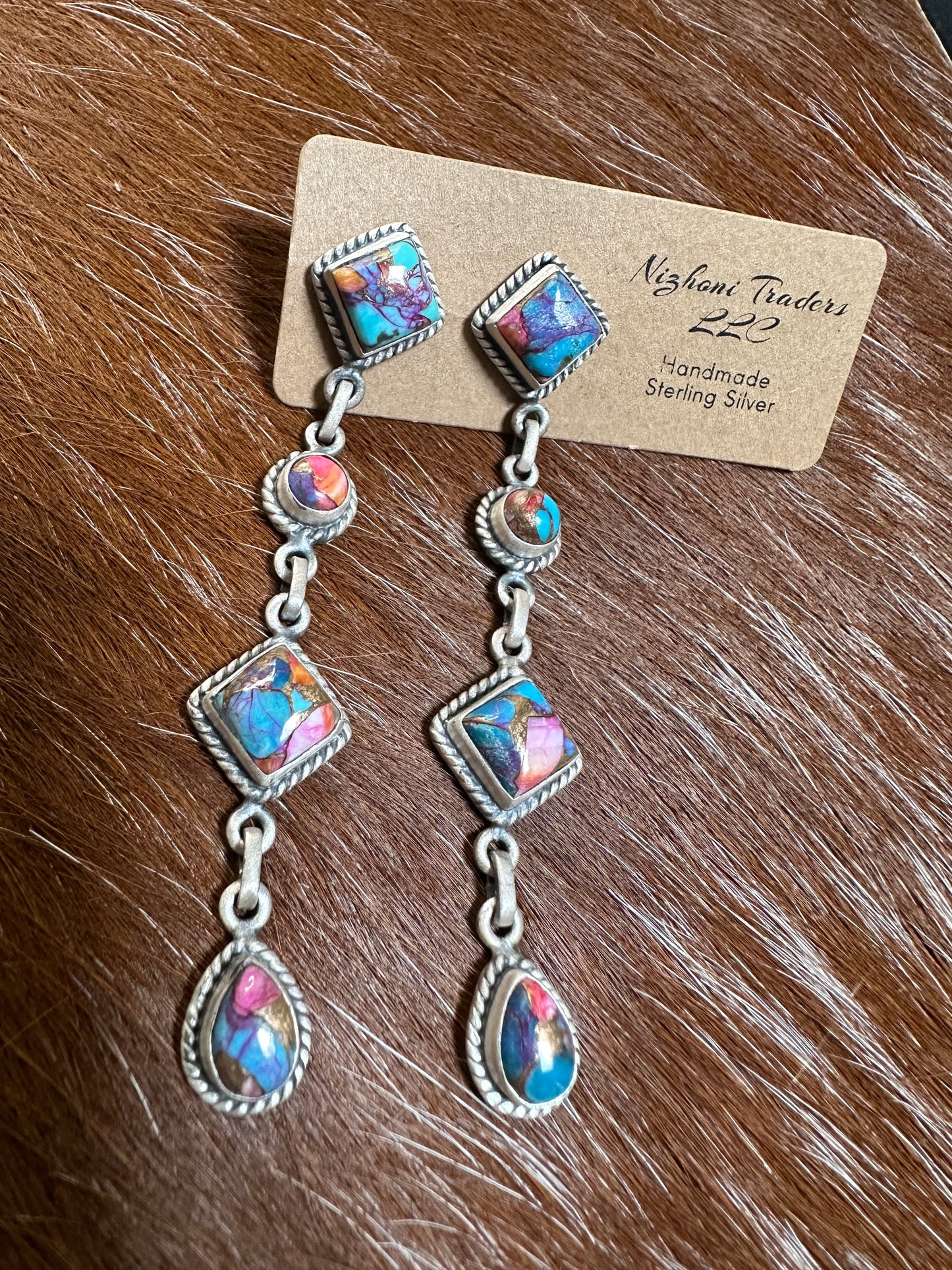 Handmade Pink Dream Mojave and Sterling Silver Handmade Dangles