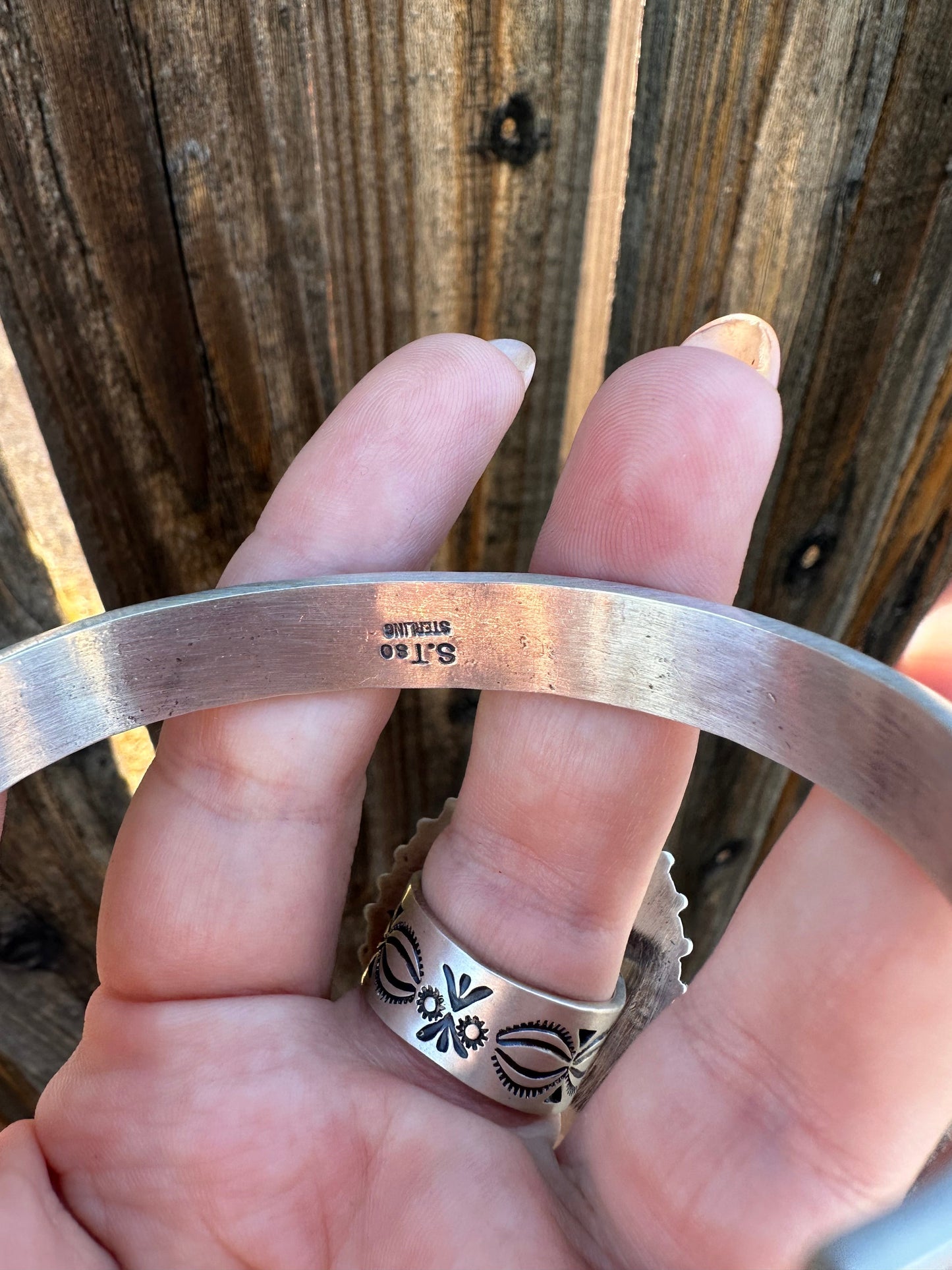 Beautiful Navajo Hand Stamped Bracelet Cuff Signed S.Tso