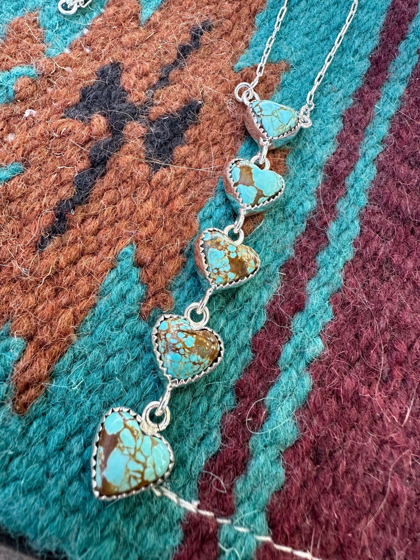 Beautiful Handmade Sterling Silver & Number 8 Turquoise Drop Heart Necklace