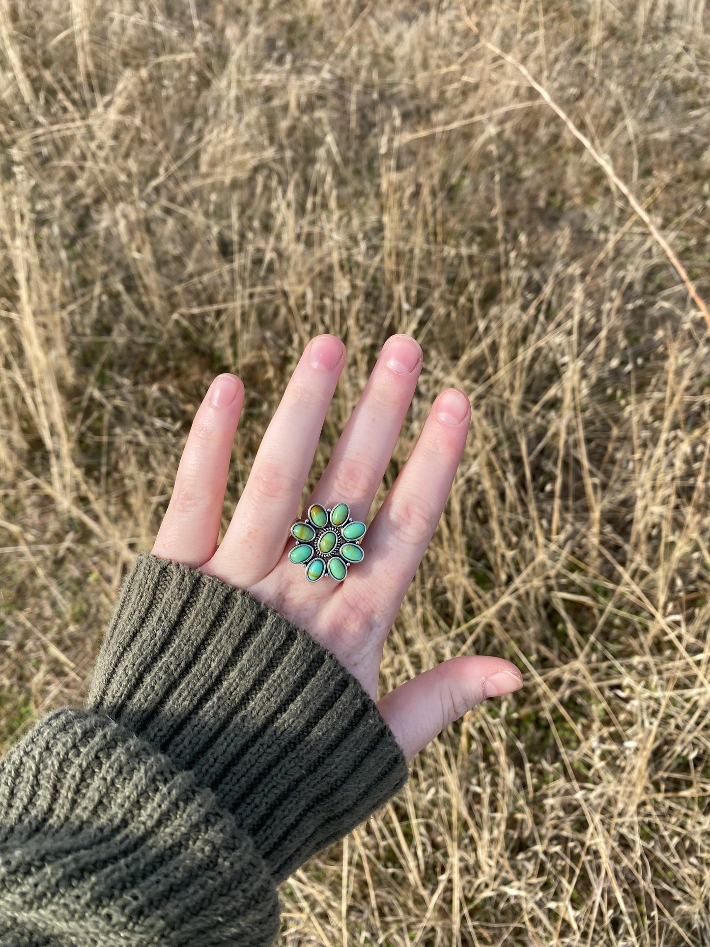 Faux Turquoise Cluster Ring