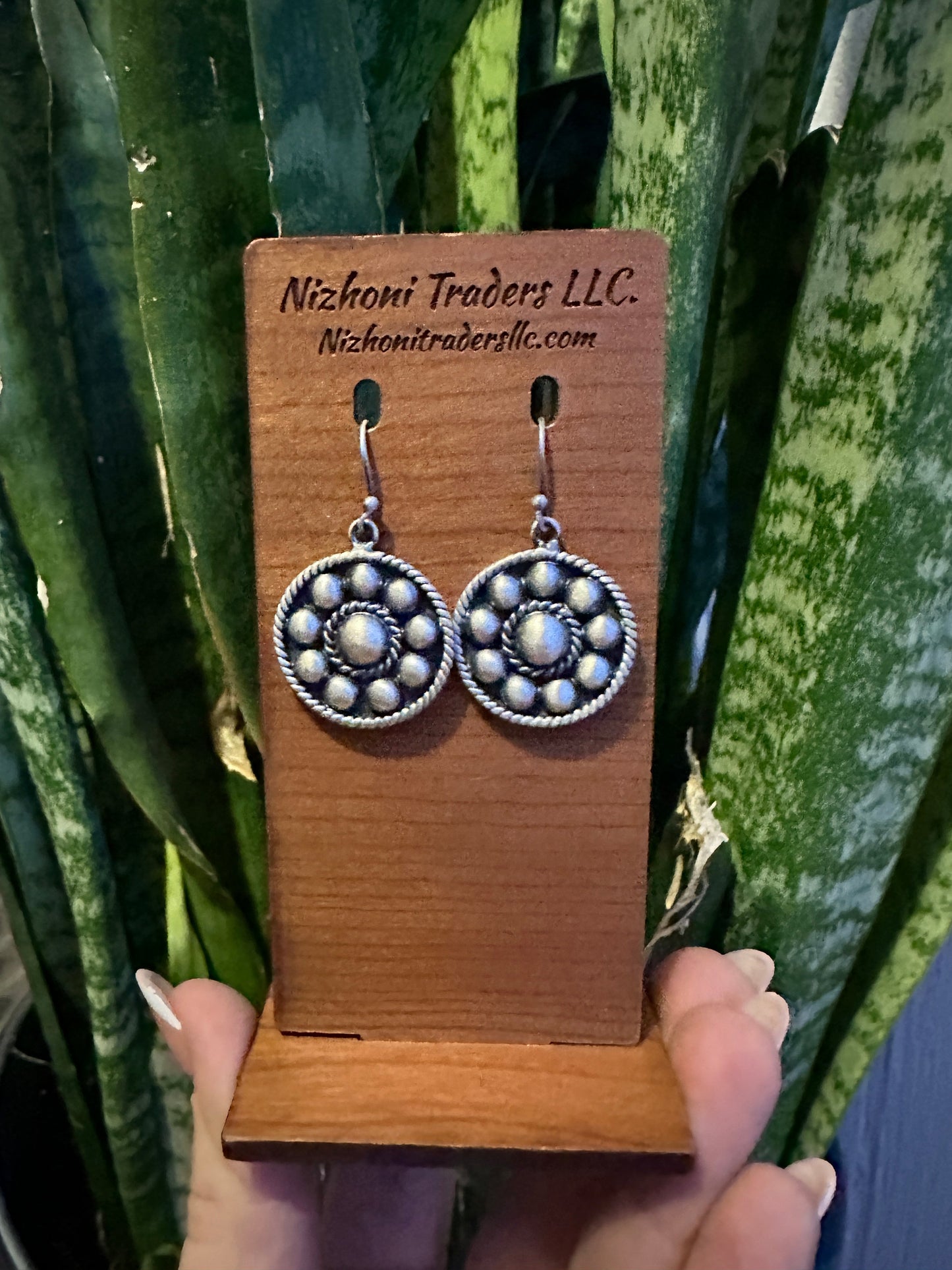 Handmade Sterling Silver Ball Circle Hook Dangle Earrings