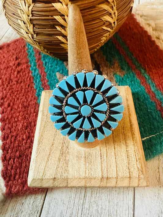 Zuni Sterling Silver & Turquoise Cluster Ring