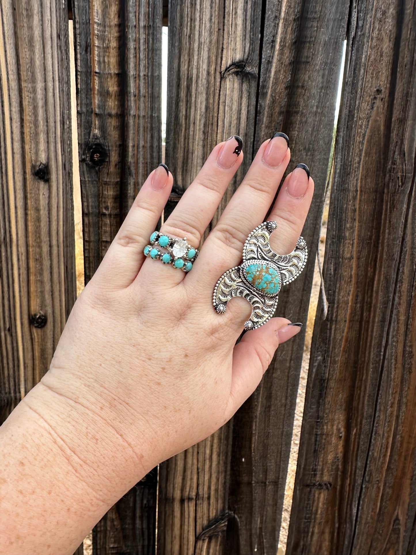 “Crazy 8” Handmade Number 8 Turquoise And Sterling Silver Adjustable Ring