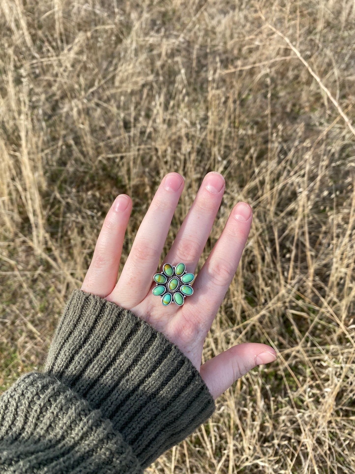 Faux Turquoise Cluster Ring