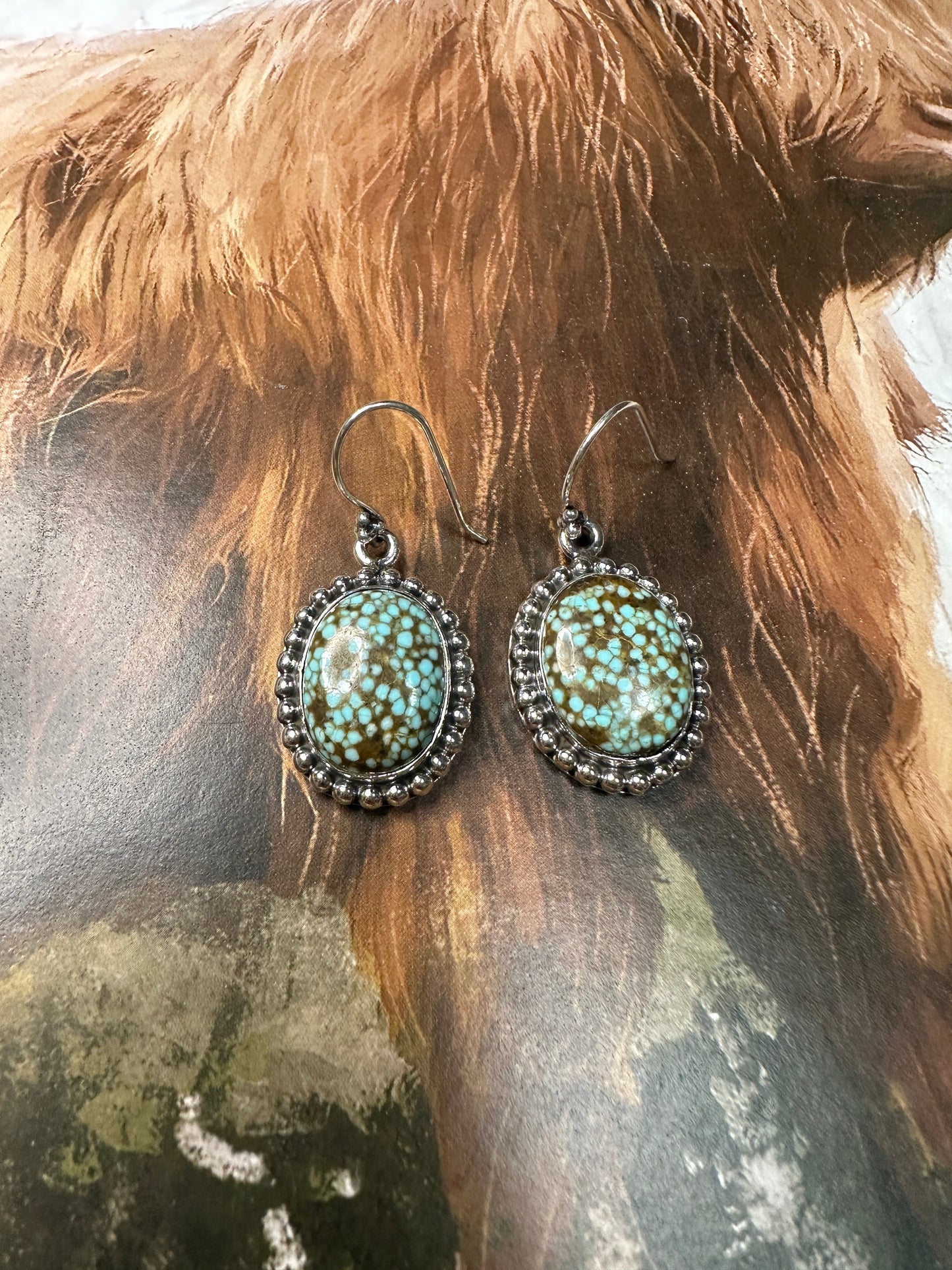 Handmade Number 8 Turquoise & Sterling Silver Dangle Earrings