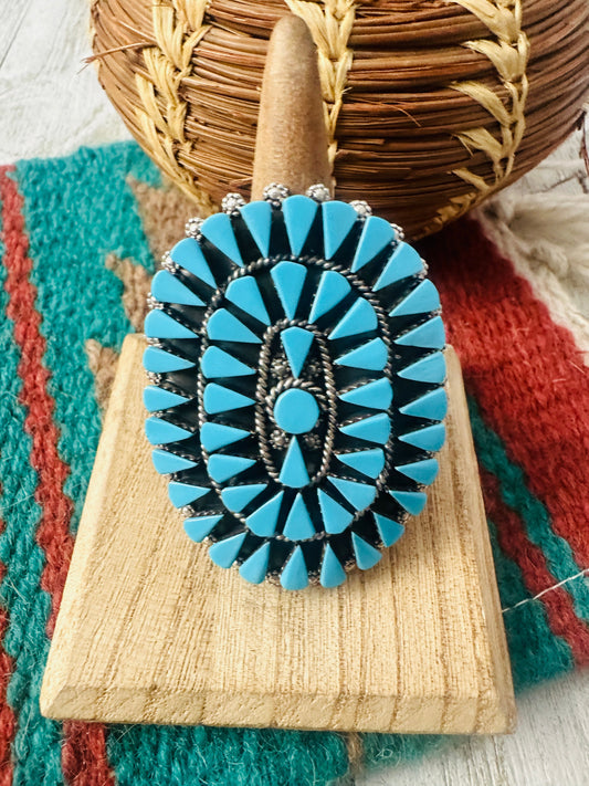 Zuni Sterling Silver & Turquoise Cluster Ring