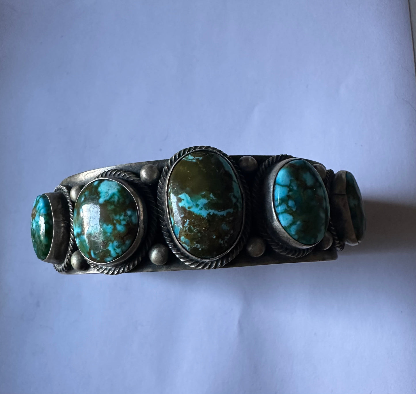 Beautiful B Johnson Navajo Sterling Sonoran Mountain Turquoise Bracelet Cuff Signed