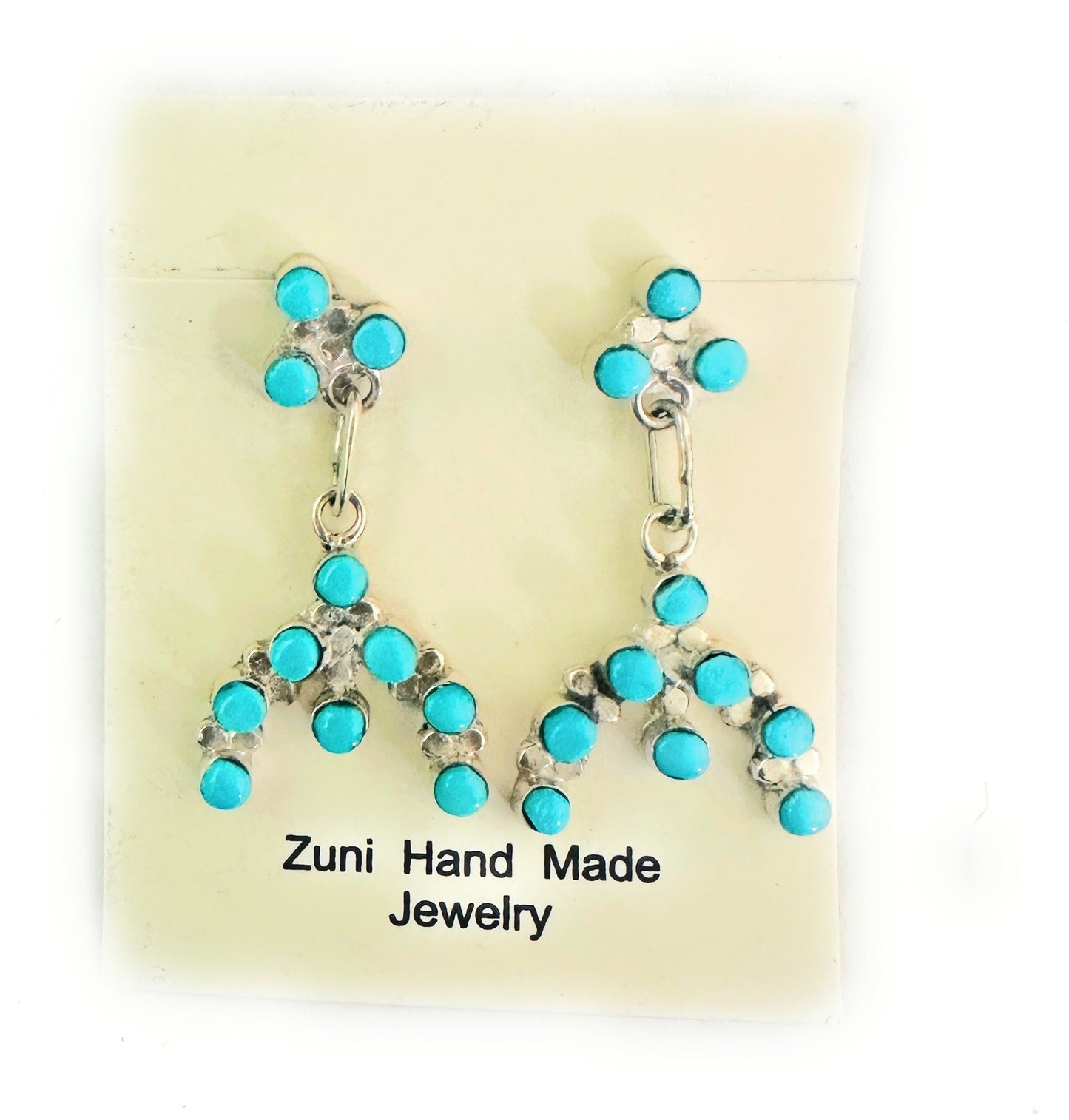 Zuni Turquoise & Sterling Silver Naja Dangle Earrings