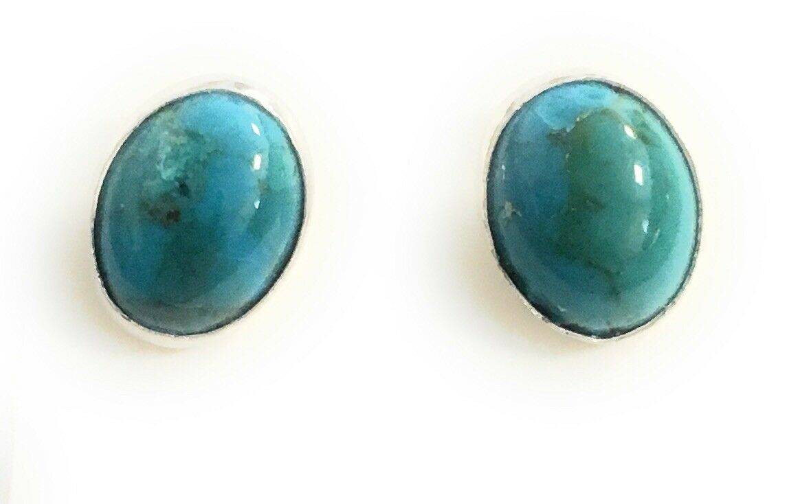 Beautiful Navajo Turquoise And Sterling Silver Studs