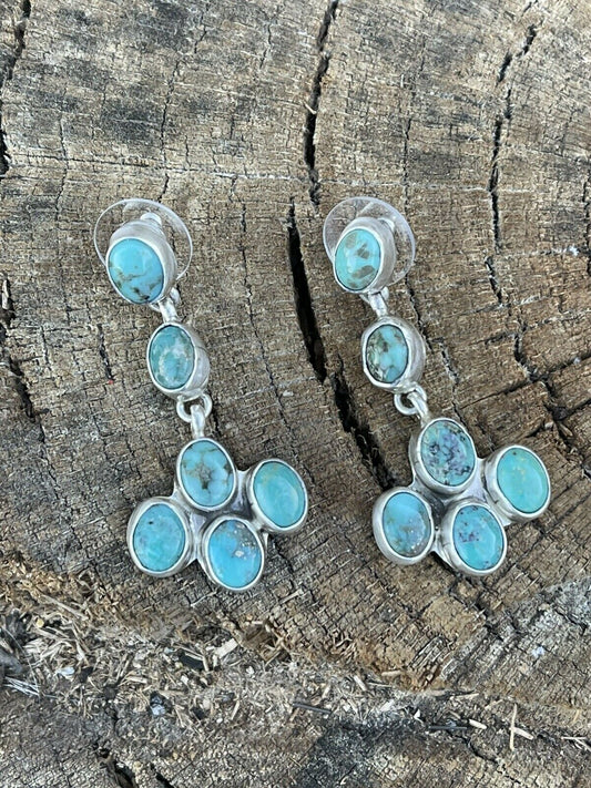 Beautiful Navajo Sterling Silver Royston Turquoise Dangle Earrings