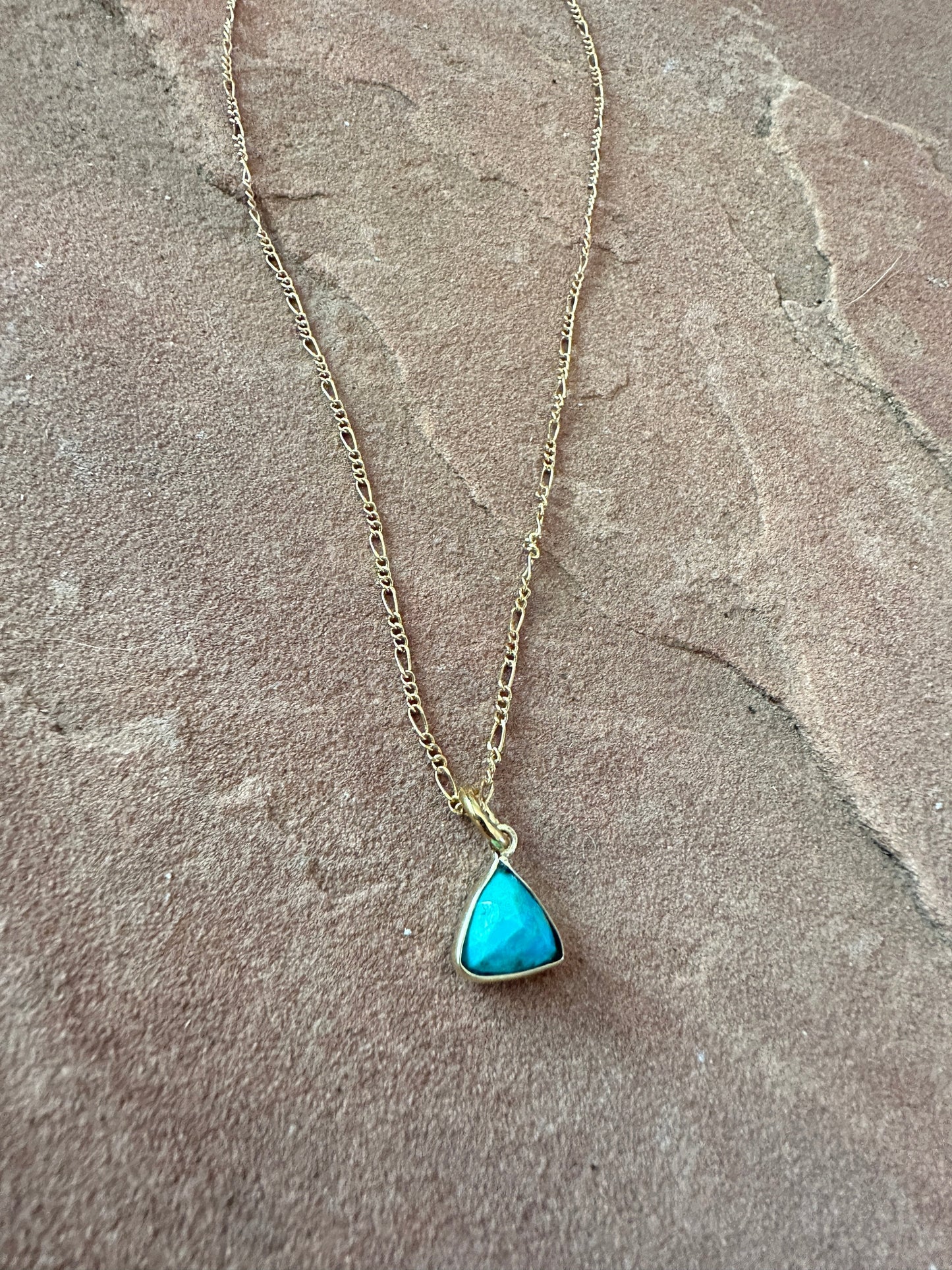 “The Golden Collection” TRIANGLE Handmade Natural Turquoise 14k Gold Plated Necklace