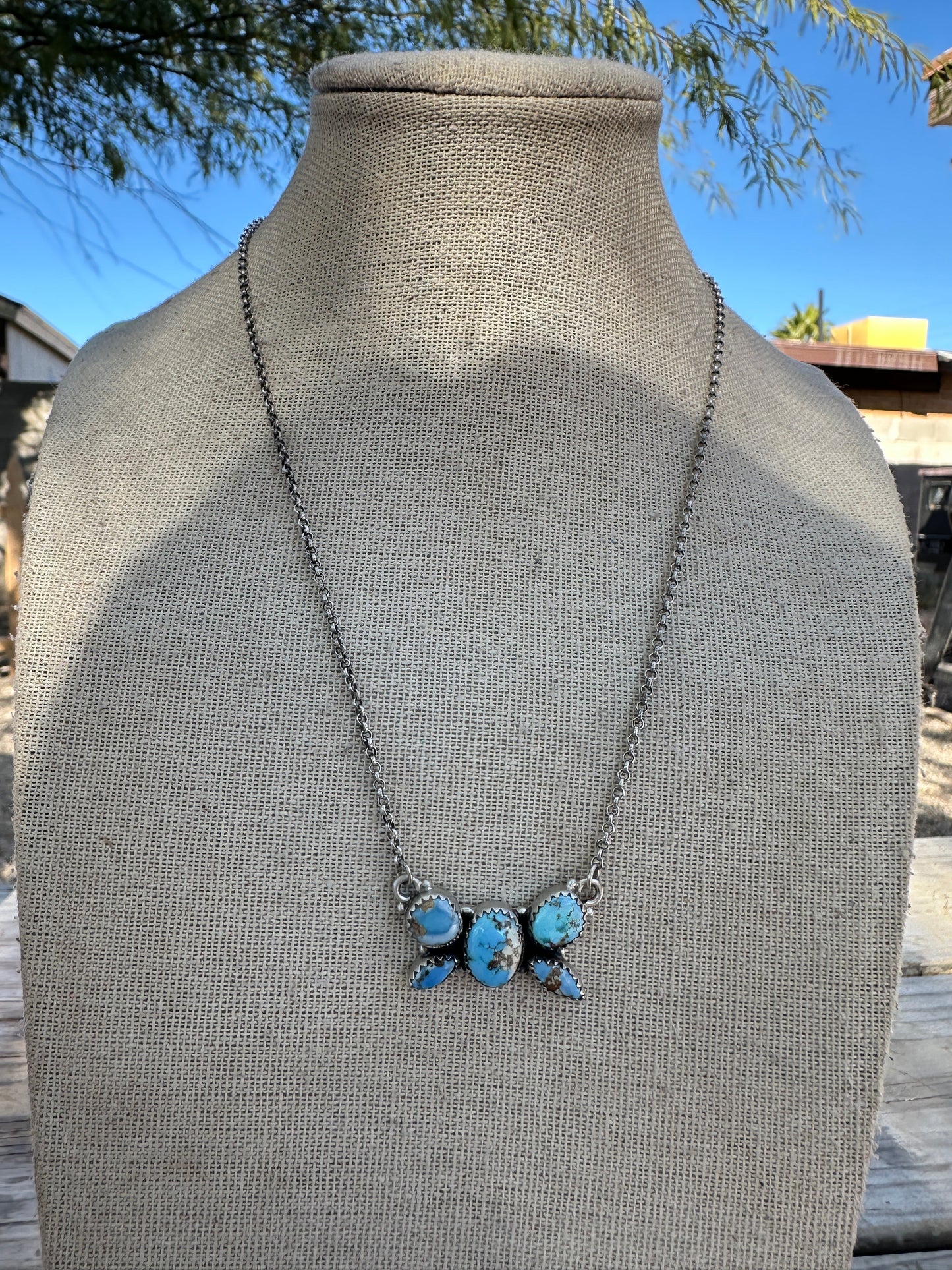 Beautiful Handmade Sterling Silver & Golden Hills Turquoise Necklace