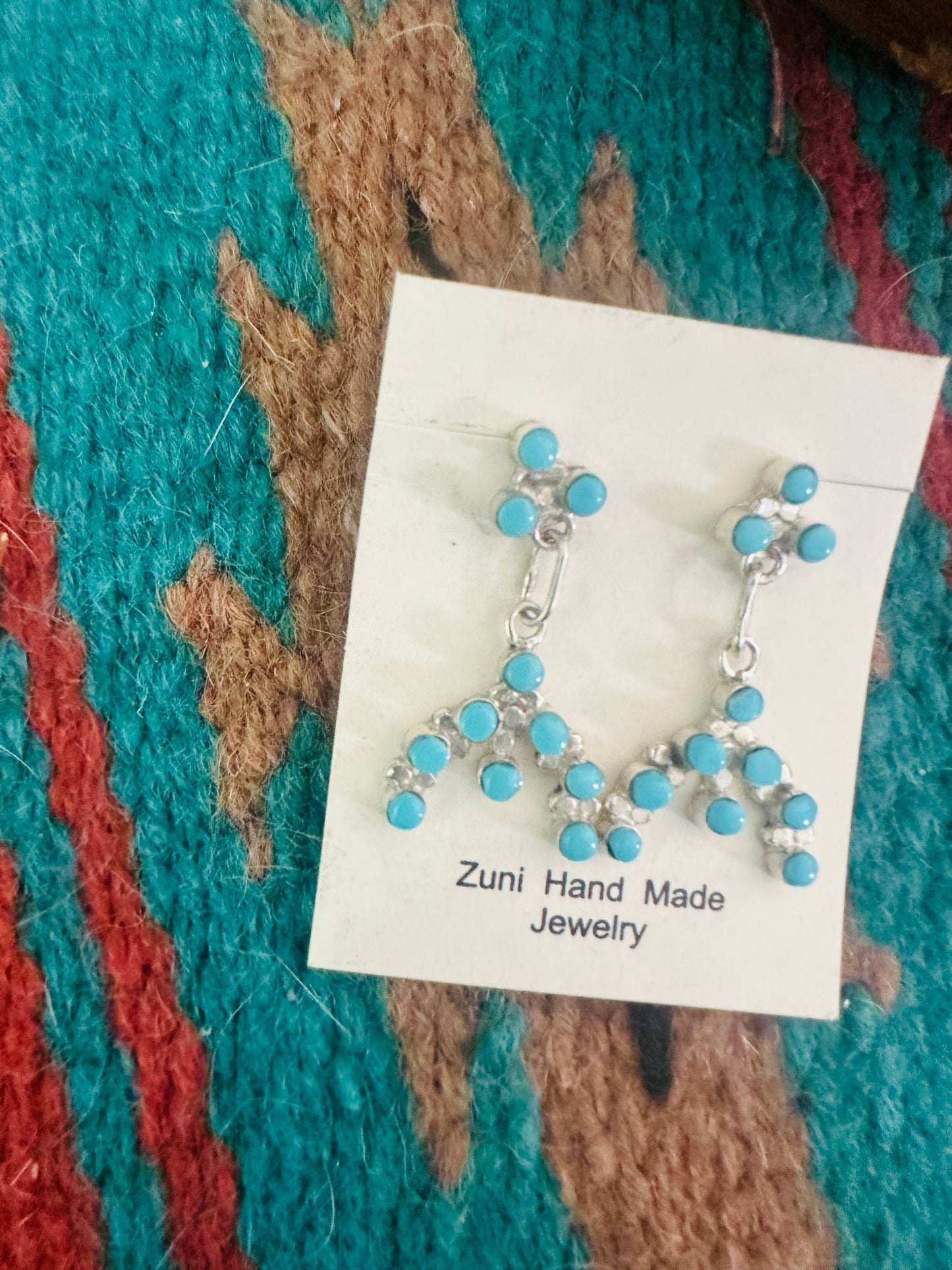 Zuni Turquoise & Sterling Silver Naja Dangle Earrings