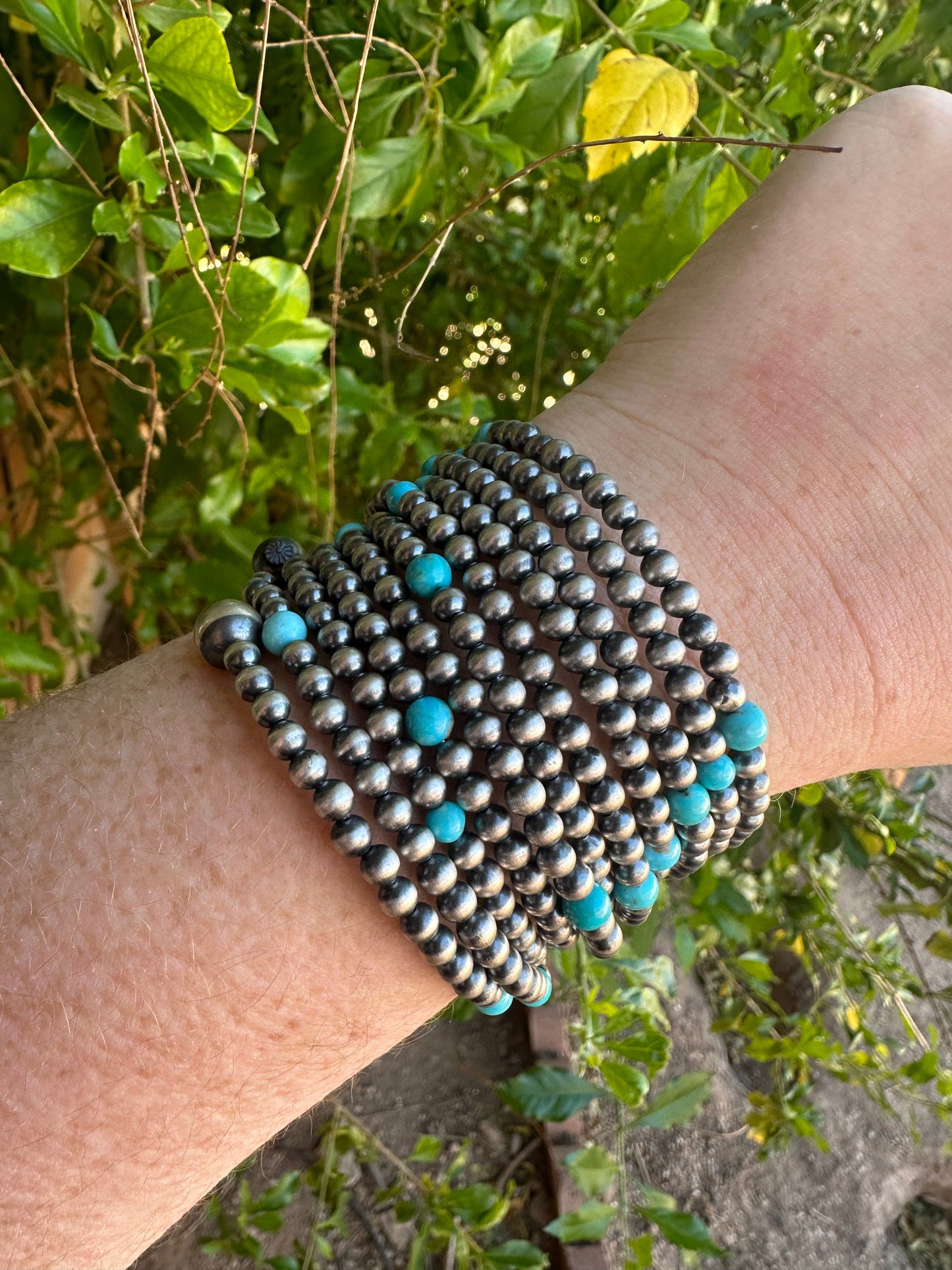 Cassidy Collection Handmade Sterling Silver & Turquoise Beaded Wrap Bracelet