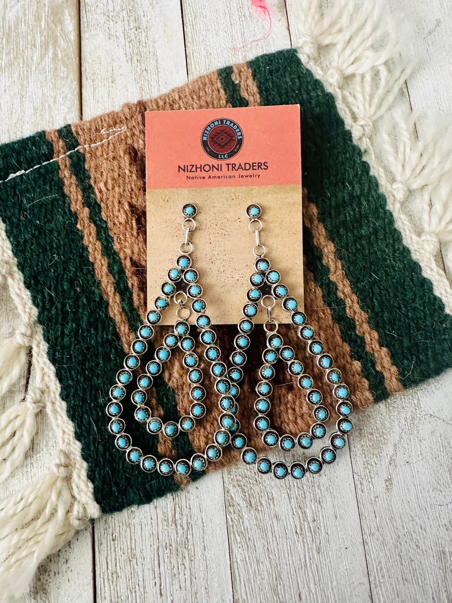 Zuni Sterling Silver & Turquoise Snake Eye Earrings