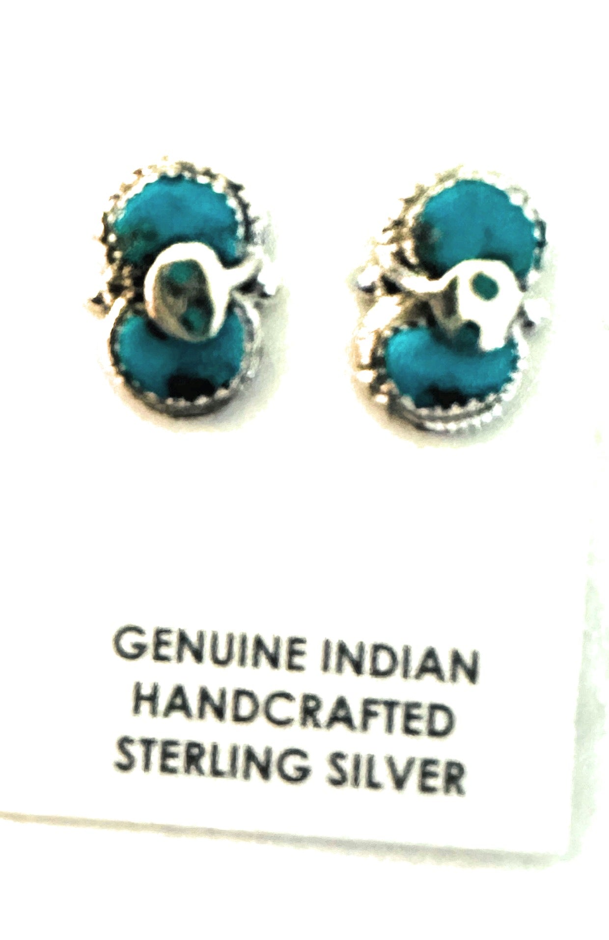 Zuni Sterling Silver & Turquoise Post Earrings by Effie Calavaza