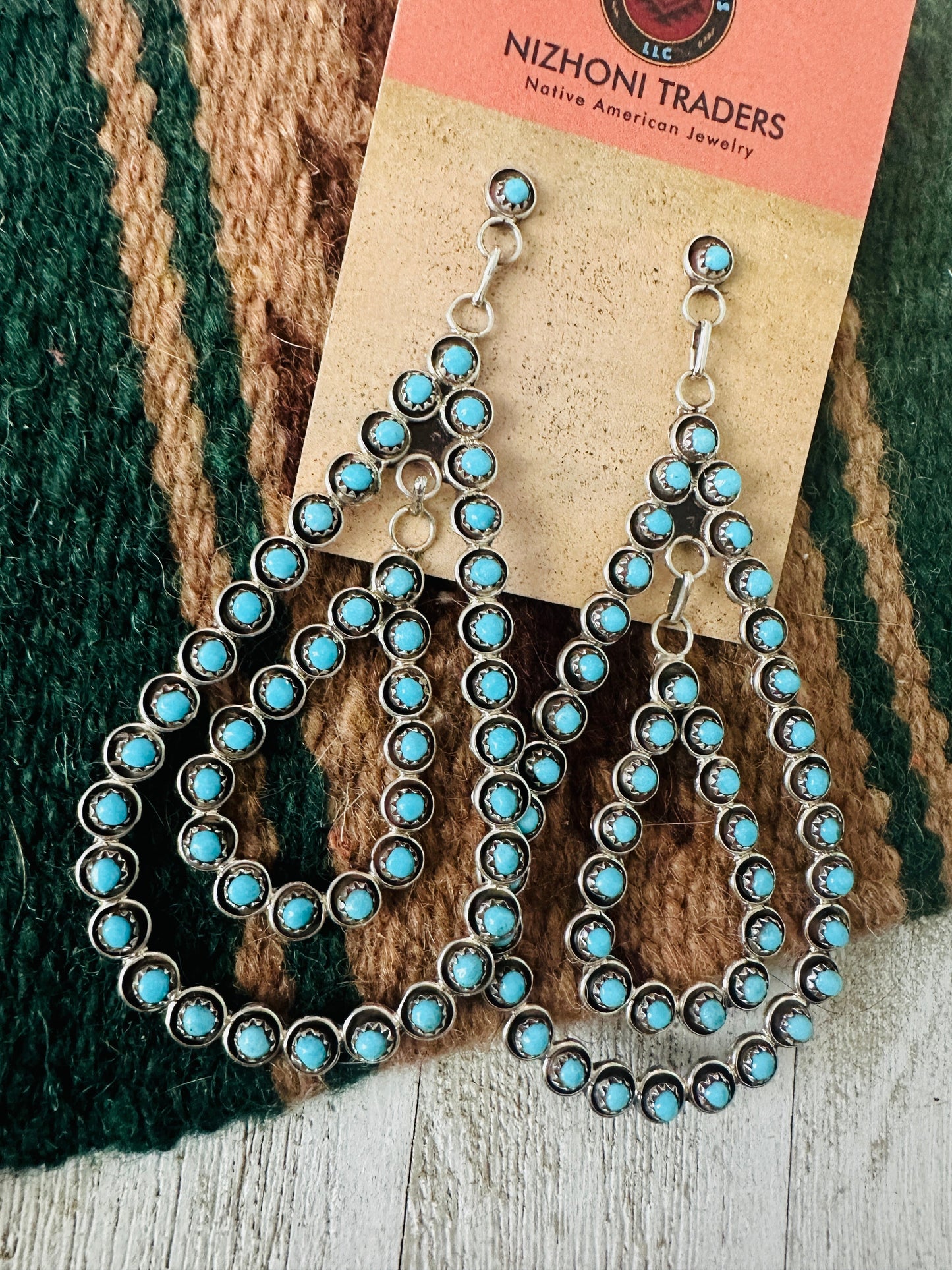 Zuni Sterling Silver & Turquoise Snake Eye Earrings