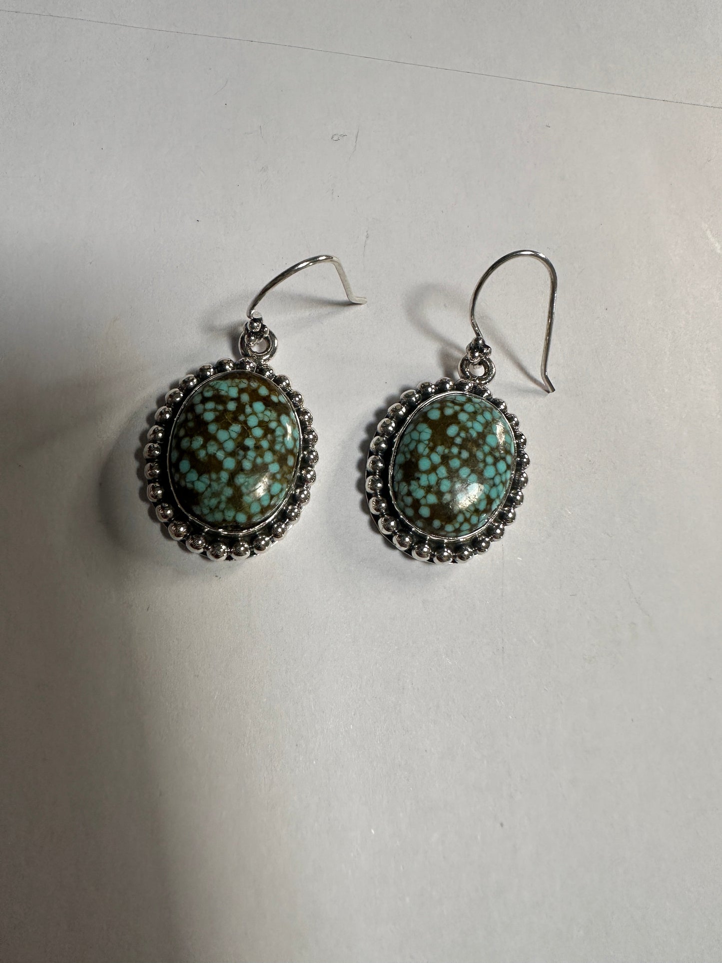 Handmade Number 8 Turquoise & Sterling Silver Dangle Earrings