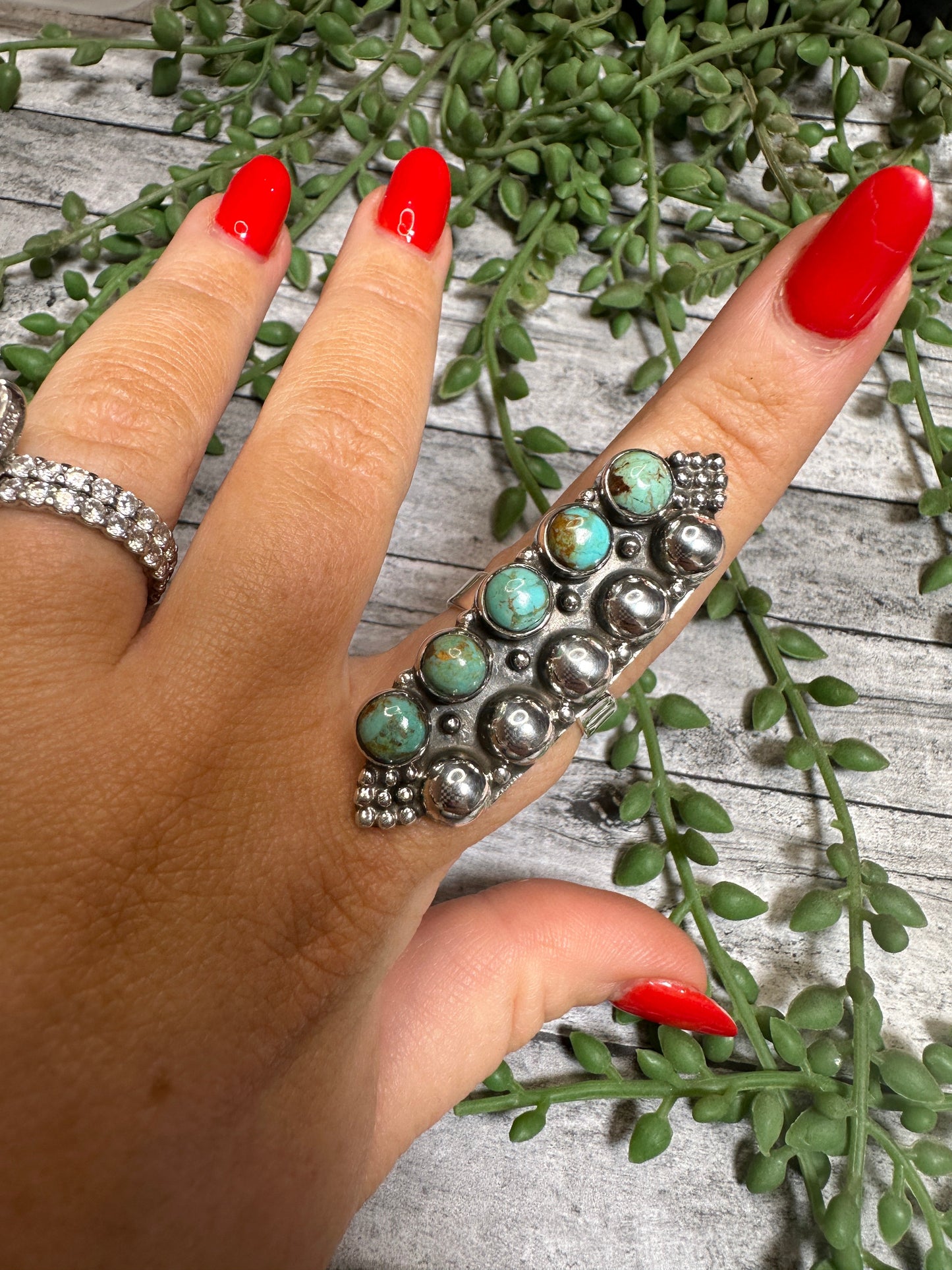 Beautiful Handmade Turquoise Sterling Silver Ball Adjustable Ring