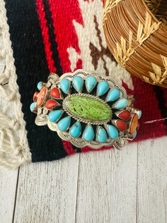 Bobby Johnson Turquoise, Spiny Sterling Silver Cuff Bracelet