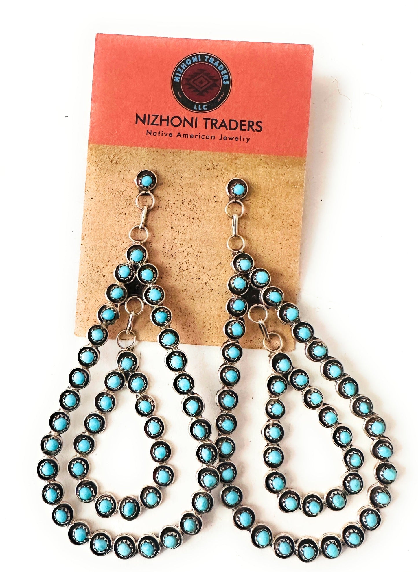 Zuni Sterling Silver & Turquoise Snake Eye Earrings