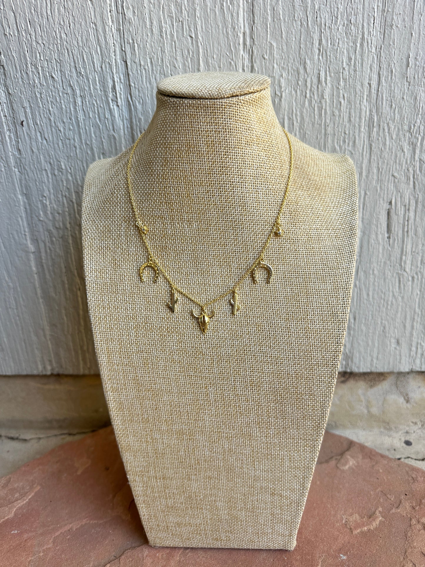 “The Golden Collection” Handmade 14k Gold Plated Western Charm Necklace