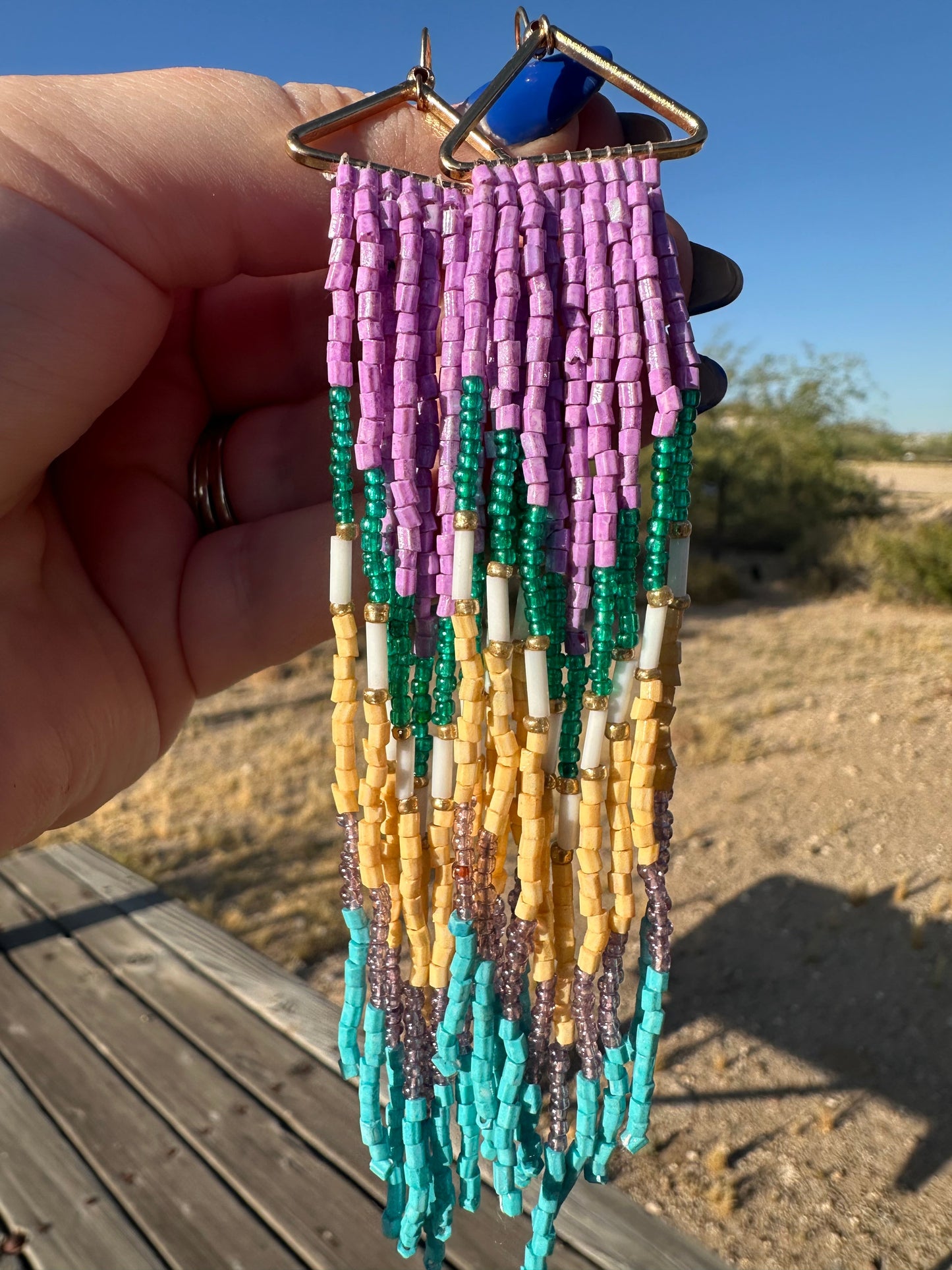 “The Golden Collection” Lavender Haze Handmade Multi Color Beaded Earrings