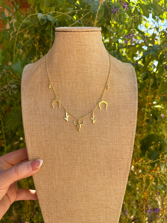 “The Golden Collection” Handmade 14k Gold Plated Western Charm Necklace