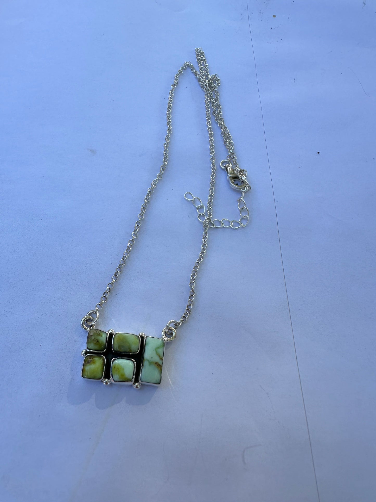 Beautiful Handmade Sterling Silver & Palomino Turquoise Bar Necklace