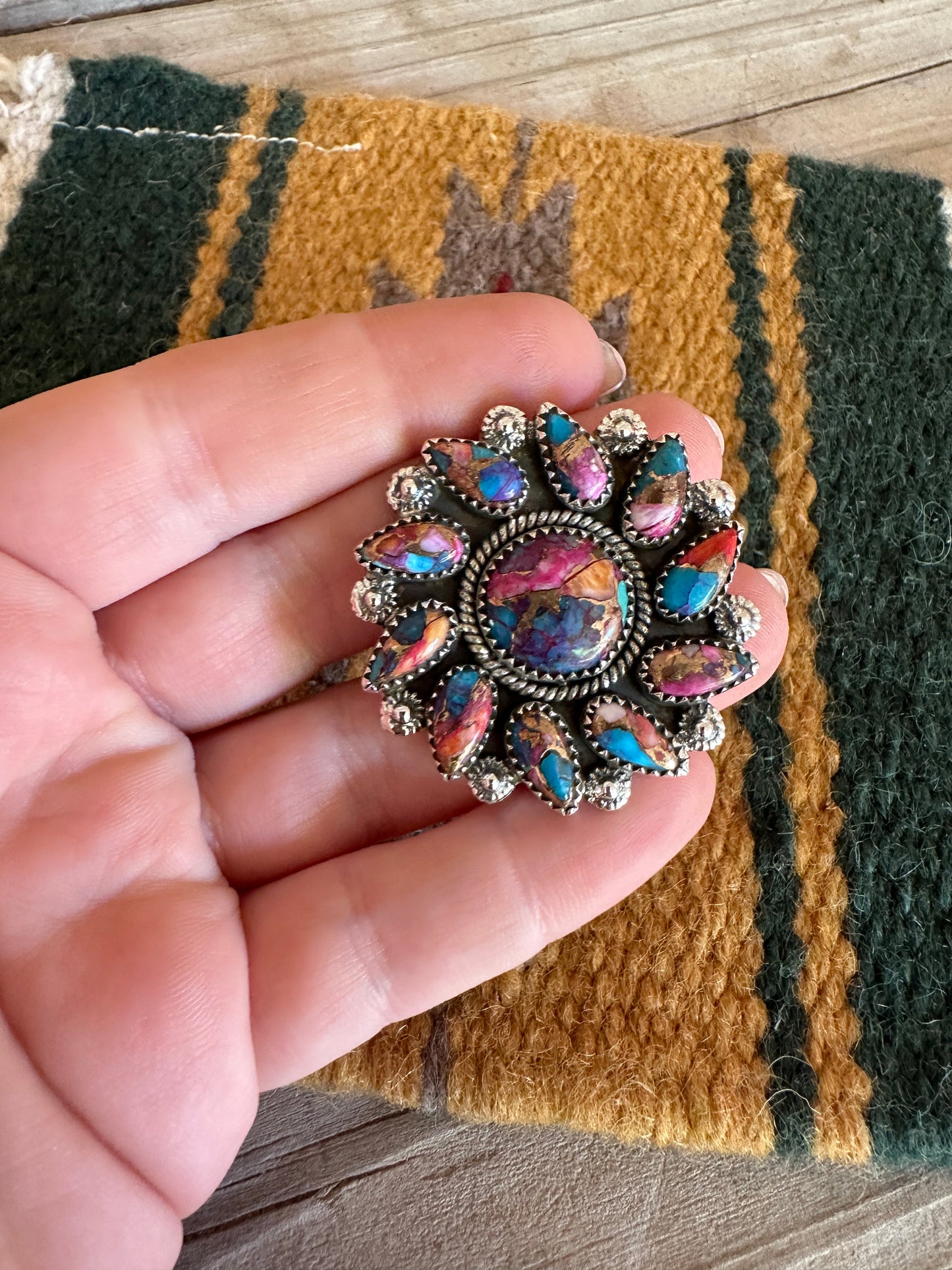 Beautiful Handmade Pink Dream Mojave And Sterling Silver Adjustable Ring