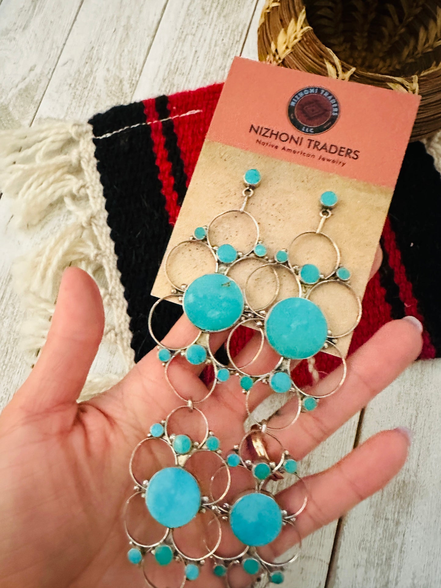 Zuni Turquoise & Sterling Silver Dangle Earrings