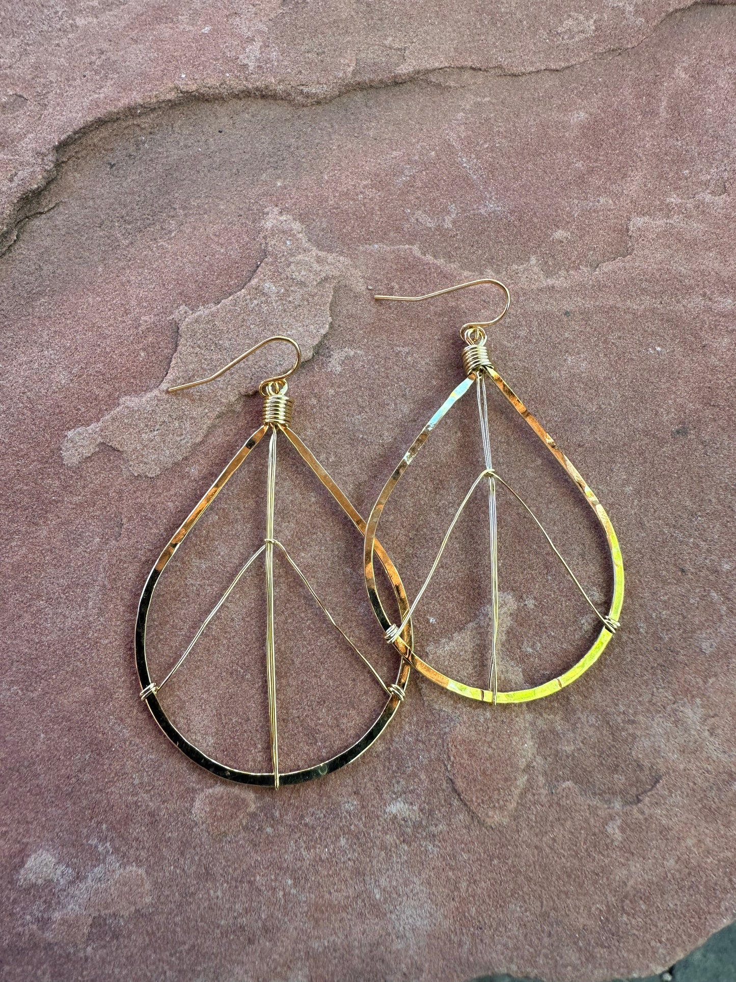 “The Golden Collection” Peace Hoops Handmade 14k Gold Plated Earrings