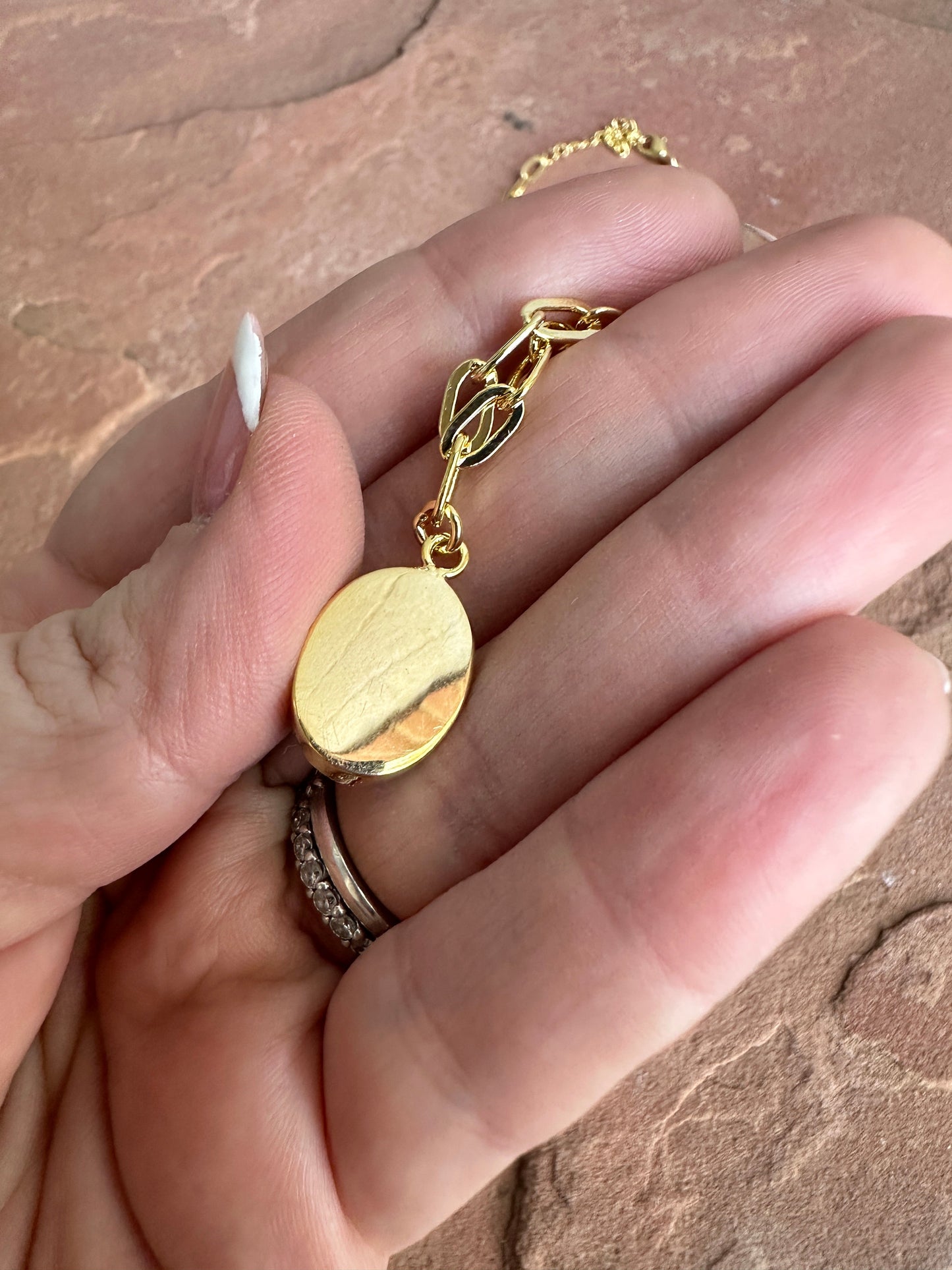 “The Golden Collection” THE SONORAN Handmade Natural Sonoran Mountain Turquoise 14k Gold Plated Necklace CIRCLE