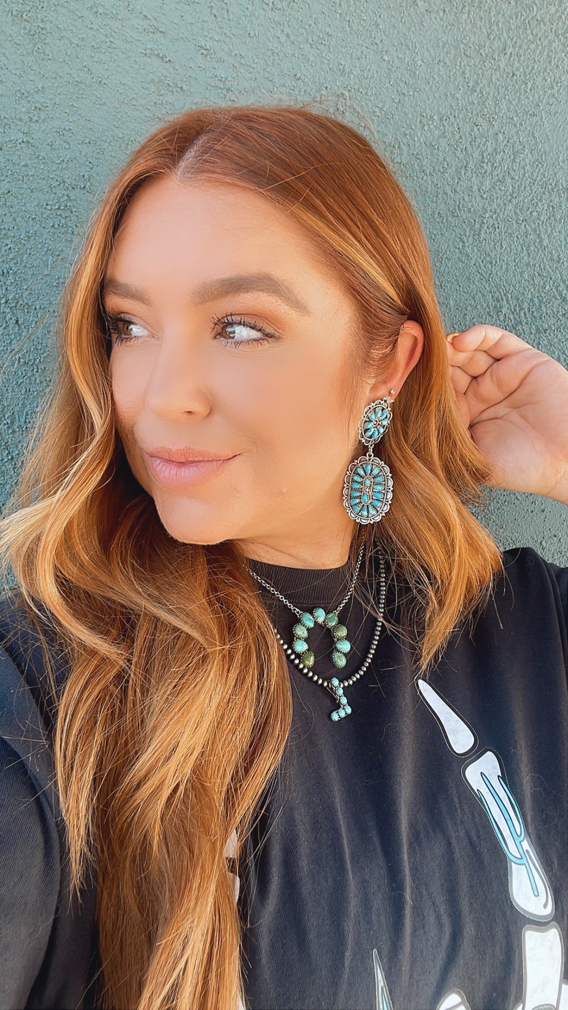 “The Girl Power” Navajo Sterling Silver Turquoise Dangle Earrings