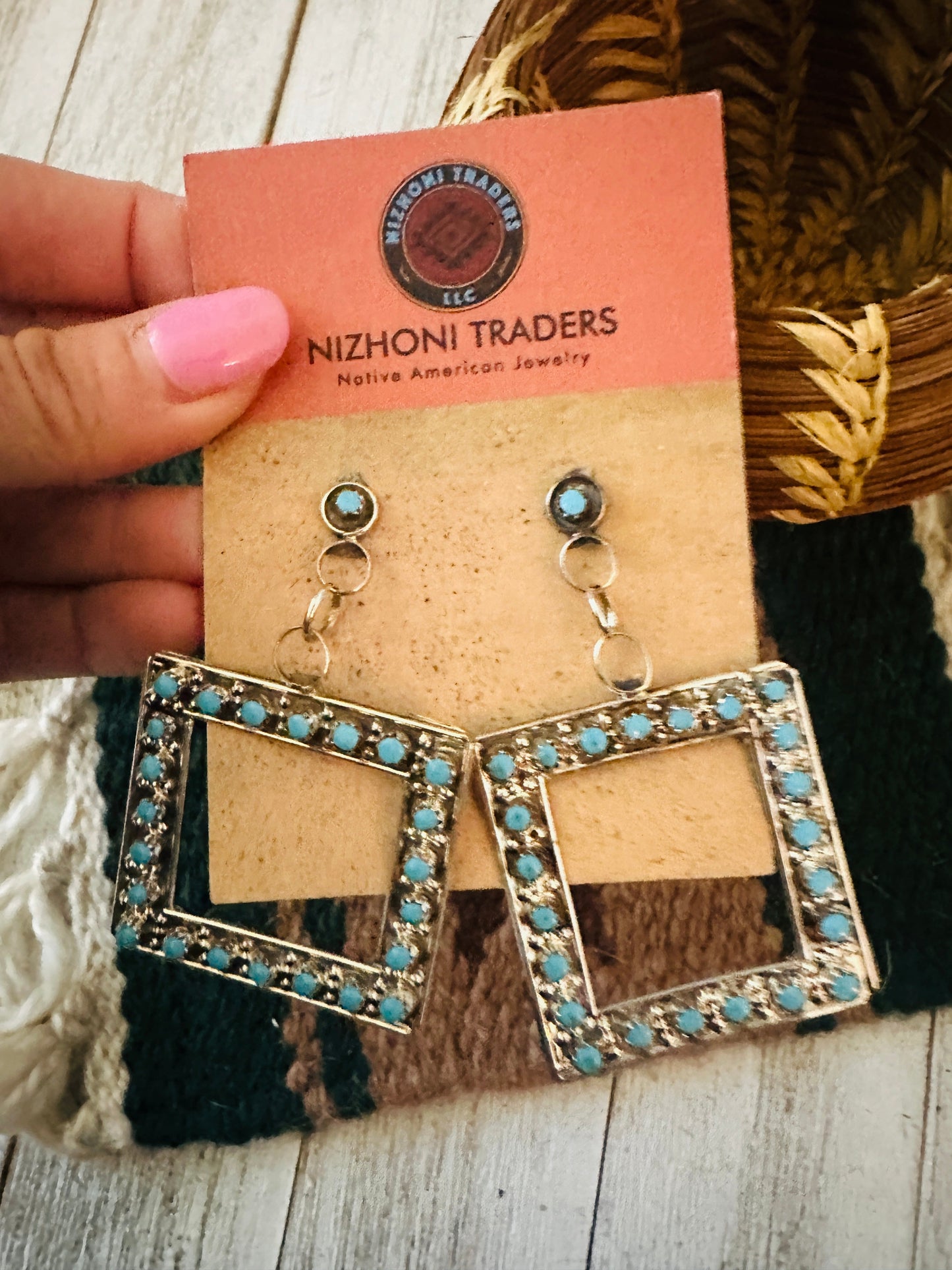 Zuni Sterling Silver & Turquoise Snake Eye Earrings