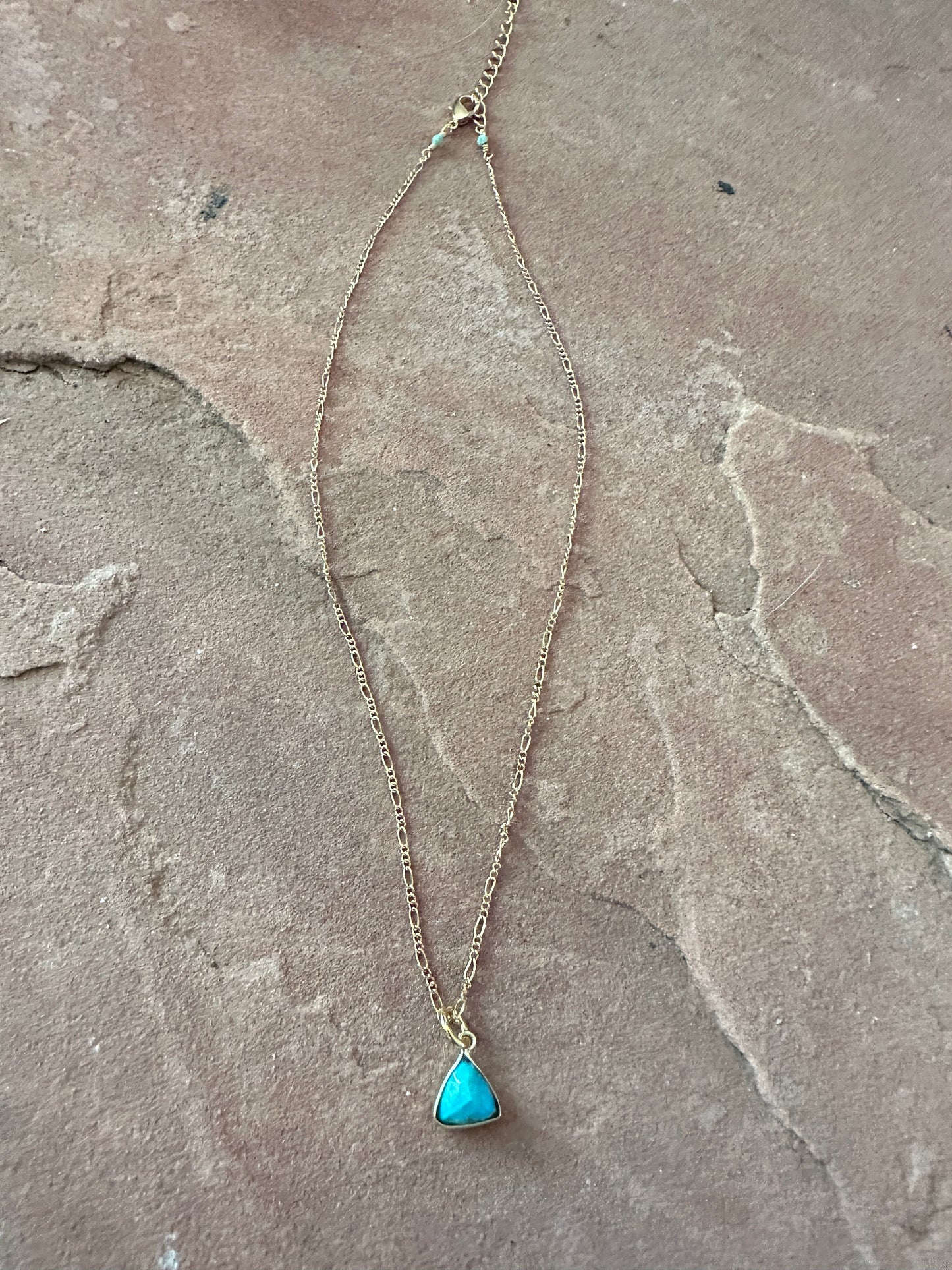 “The Golden Collection” TRIANGLE Handmade Natural Turquoise 14k Gold Plated Necklace