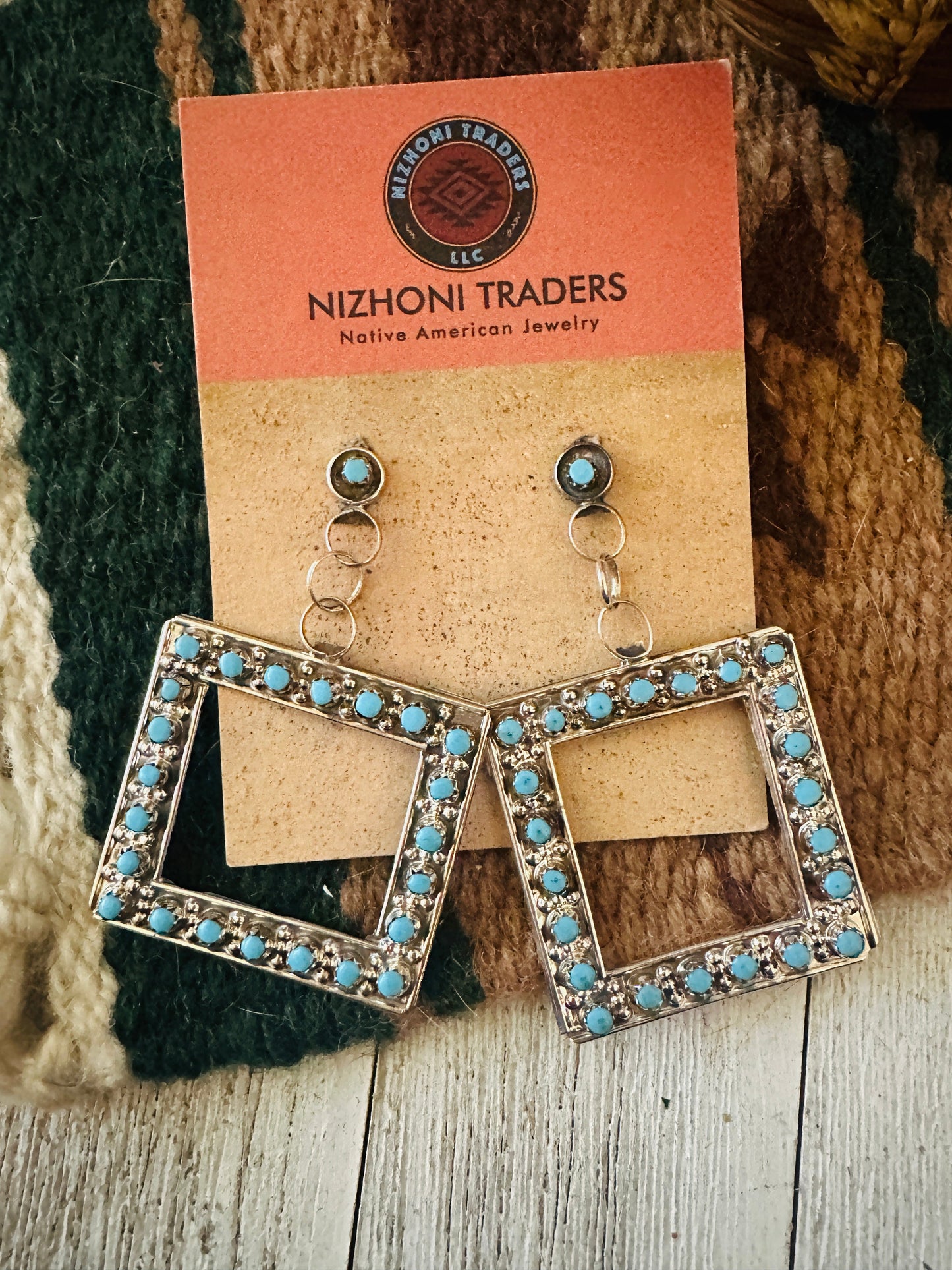 Zuni Sterling Silver & Turquoise Snake Eye Earrings