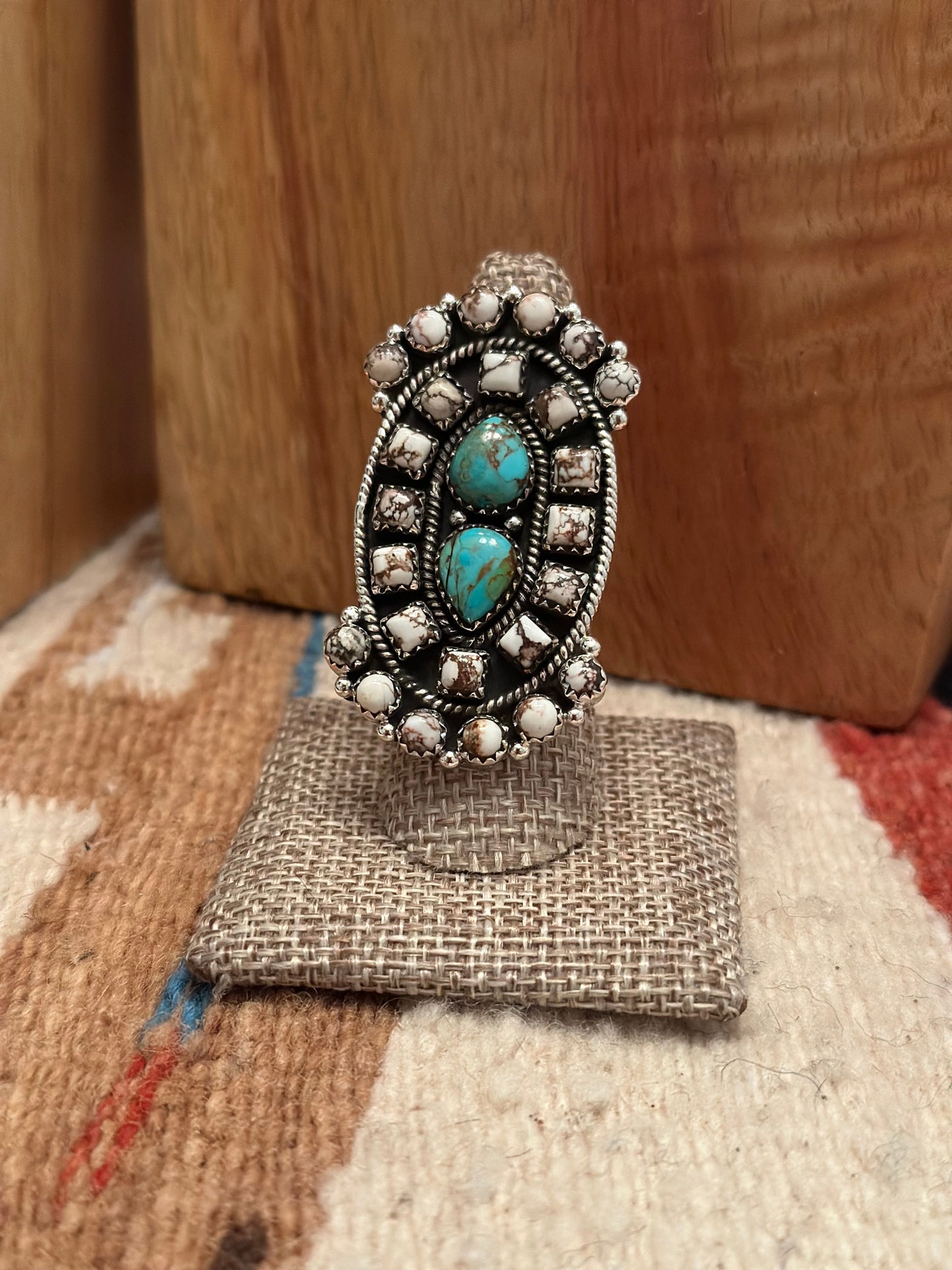 “The Wild Bill” Turquoise & Wild Horse Sterling Silver Adjustable Ring