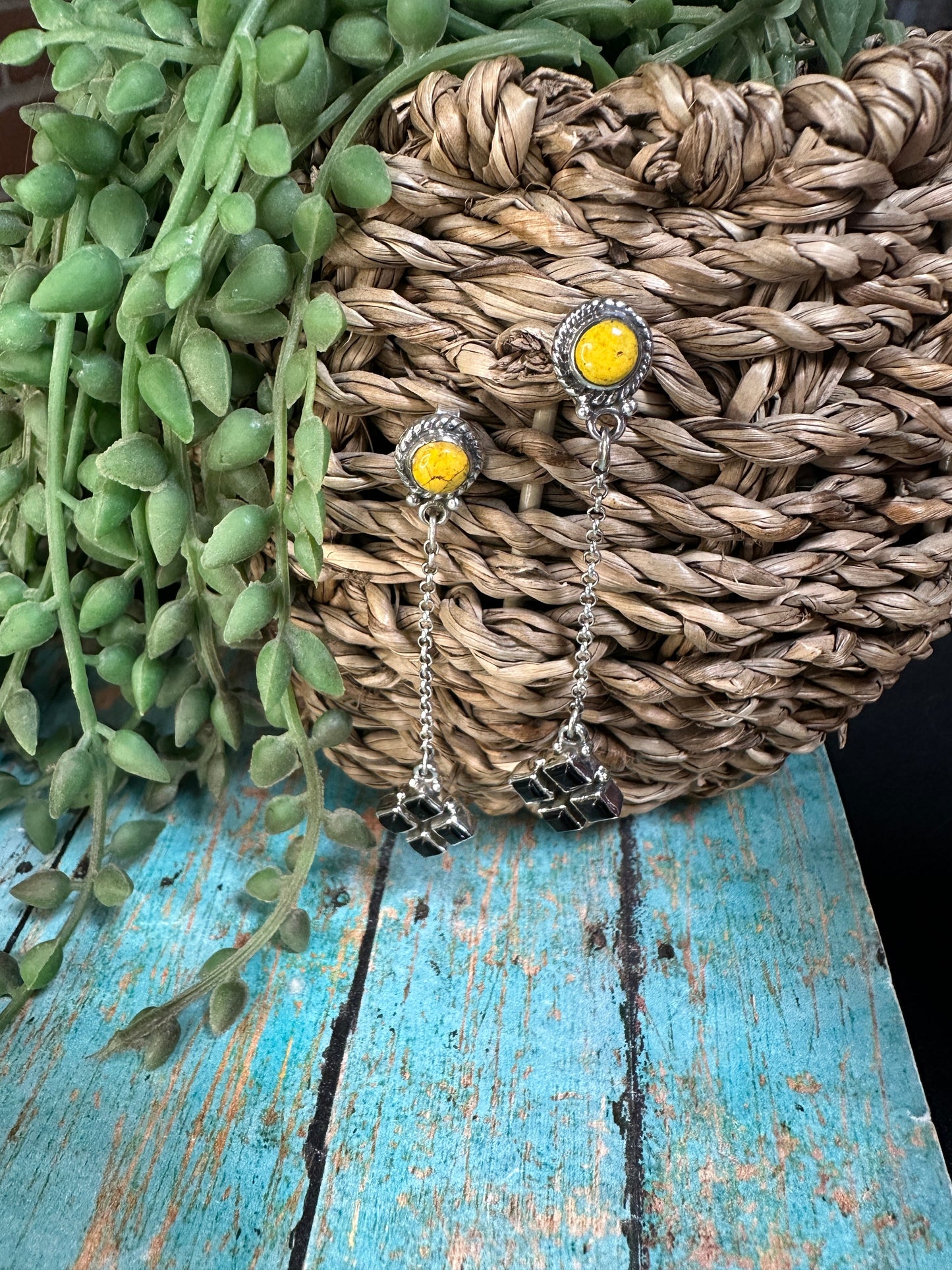 Handmade Onyx, Bumble Bee and Sterling Silver Drop Dangles