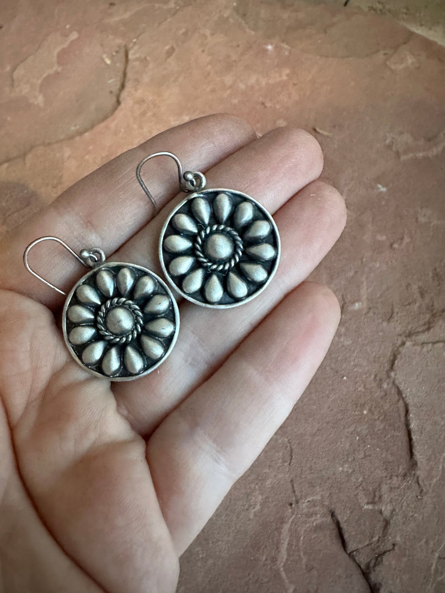 Handmade Sterling Silver Ball Circle Hook Dangle Earrings style 2