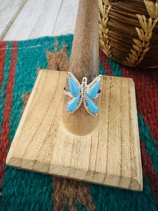 Zuni Sterling Silver & Turquoise Butterfly Ring