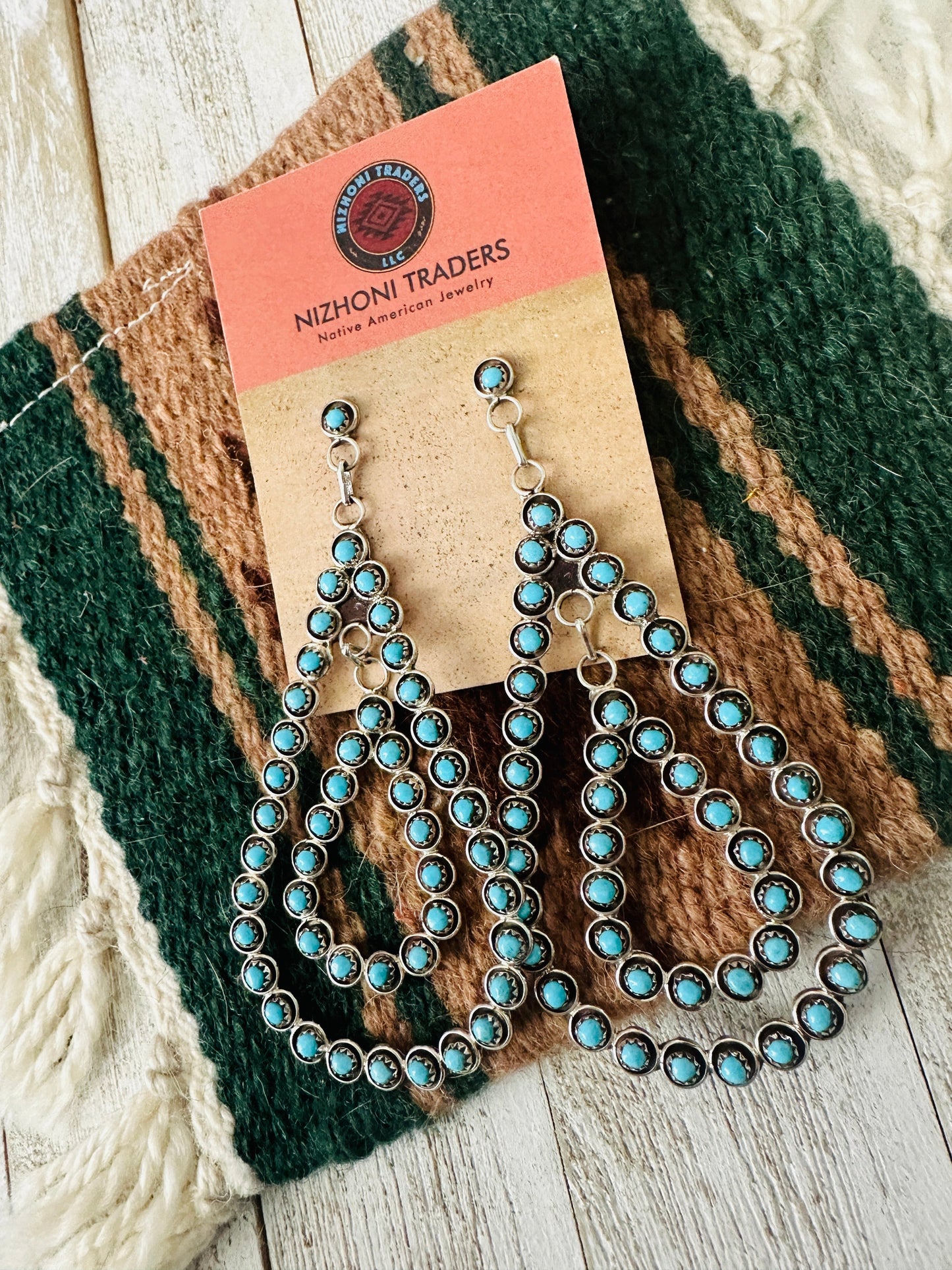 Zuni Sterling Silver & Turquoise Snake Eye Earrings