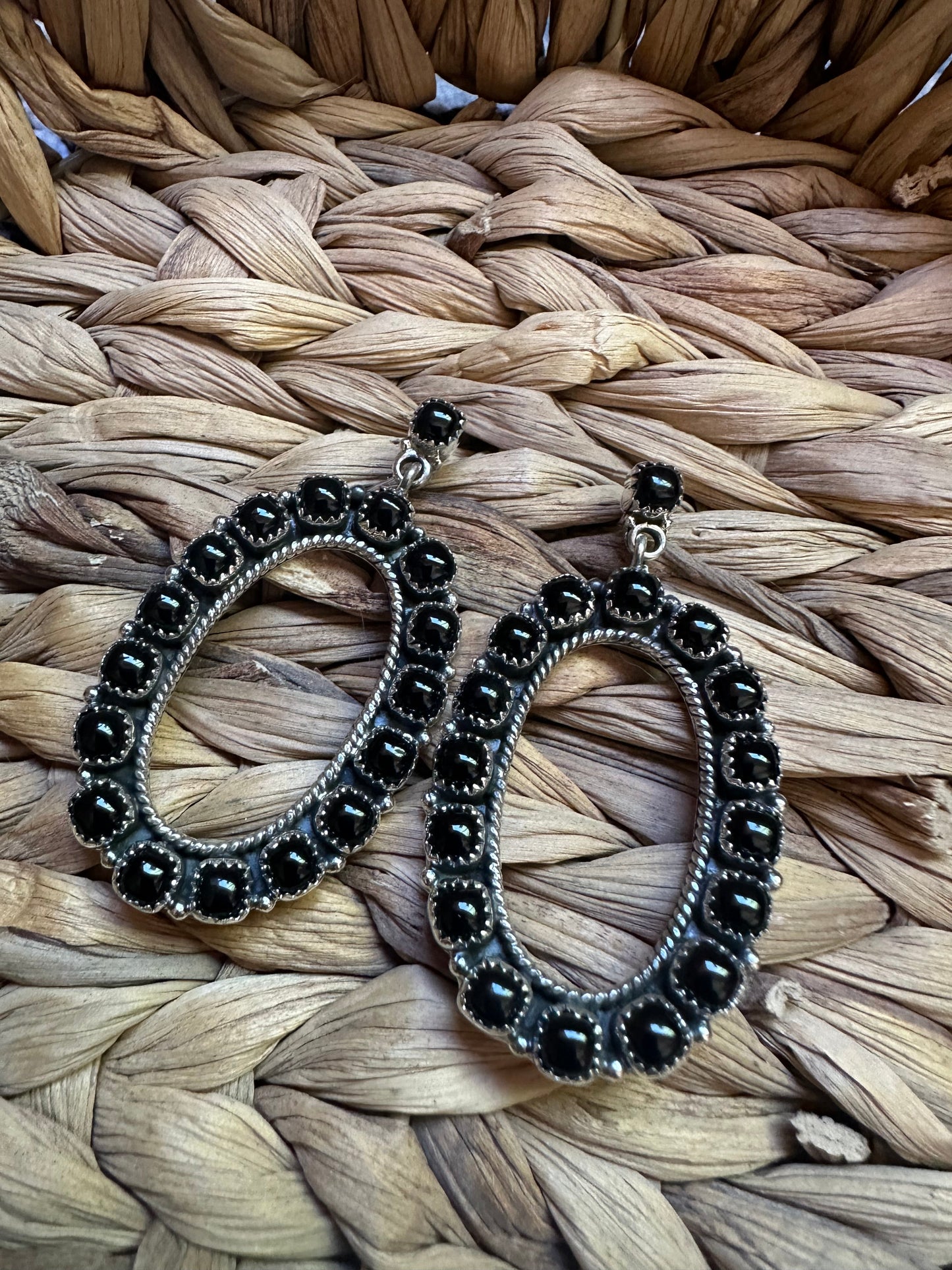 Coachella Handmade Onyx and Sterling Silver Statement Dangles