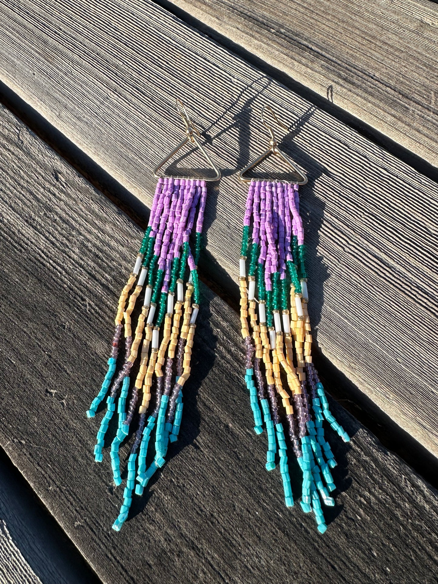 “The Golden Collection” Lavender Haze Handmade Multi Color Beaded Earrings