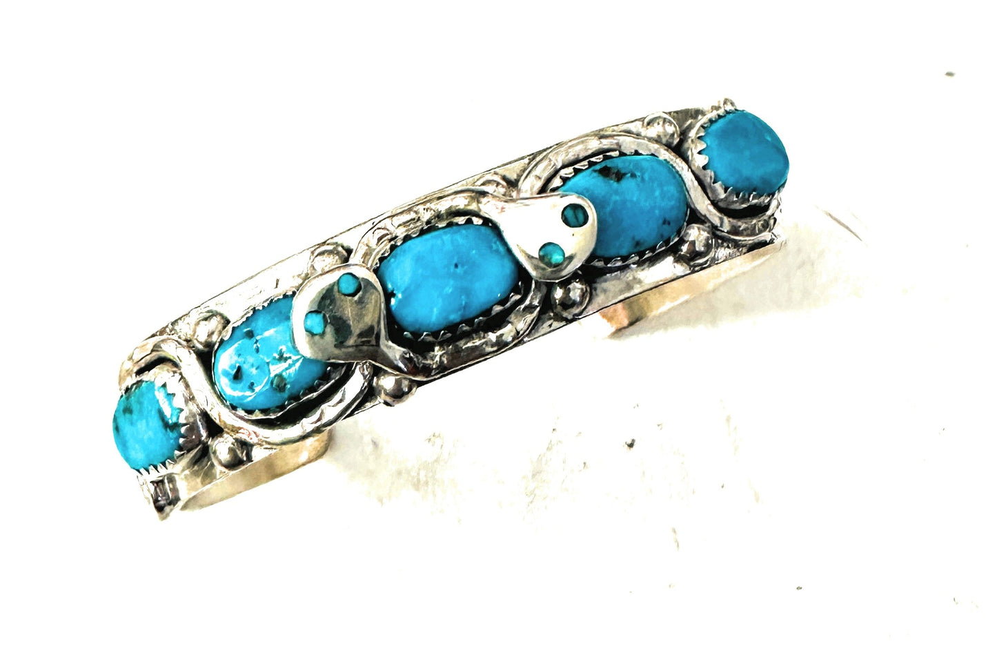 Zuni Sterling Silver & Turquoise Cuff Bracelet by Effie Calavaza