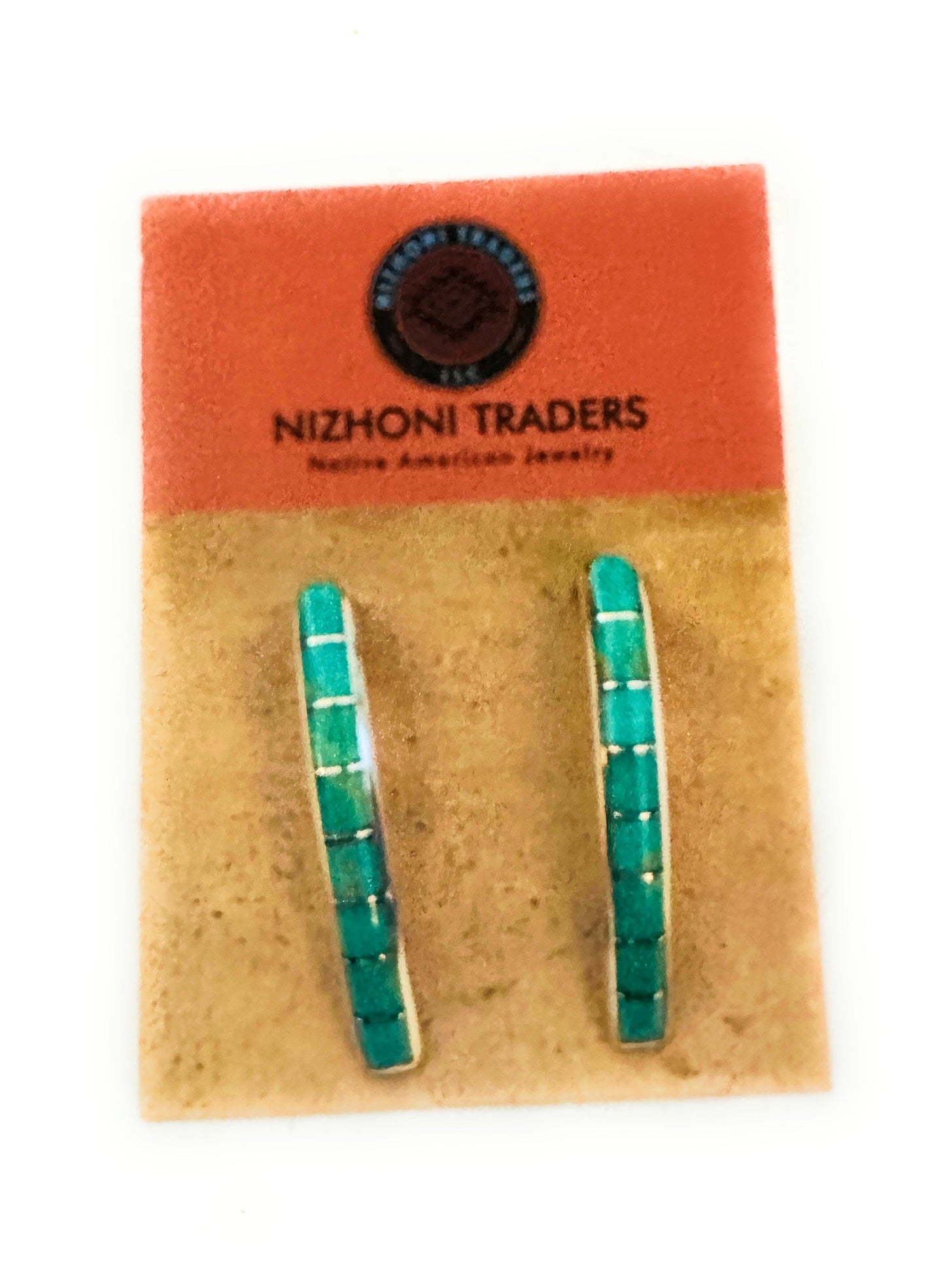 Zuni Sterling Silver & Turquoise Inlay Earrings