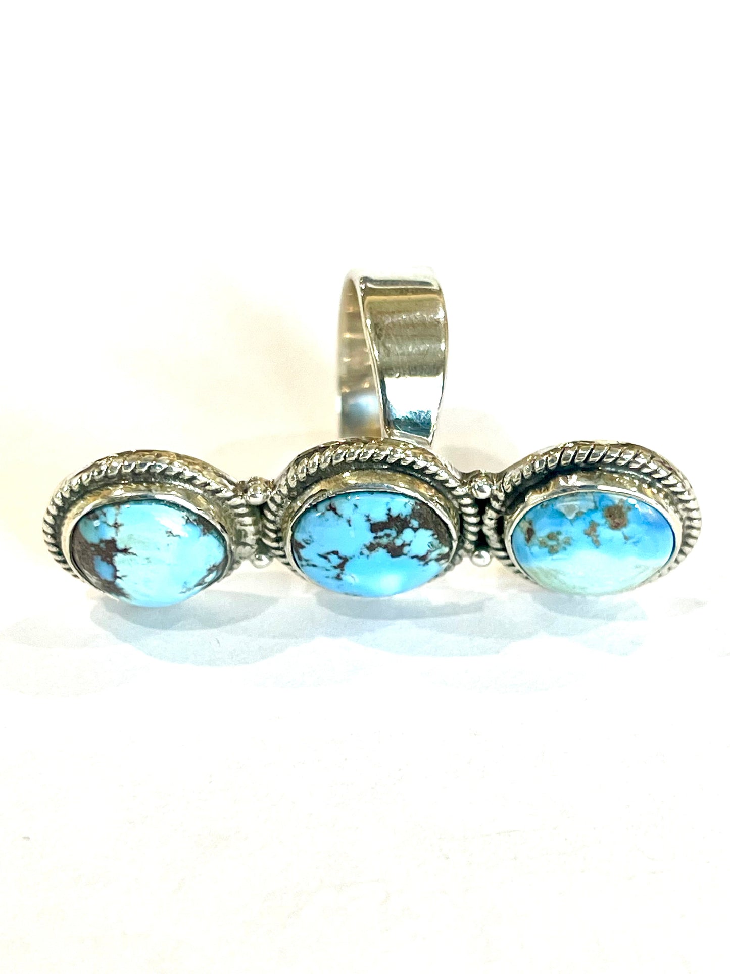 Beautiful Handmade Golden Hills Turquoise And Sterling Silver Adjustable Ring