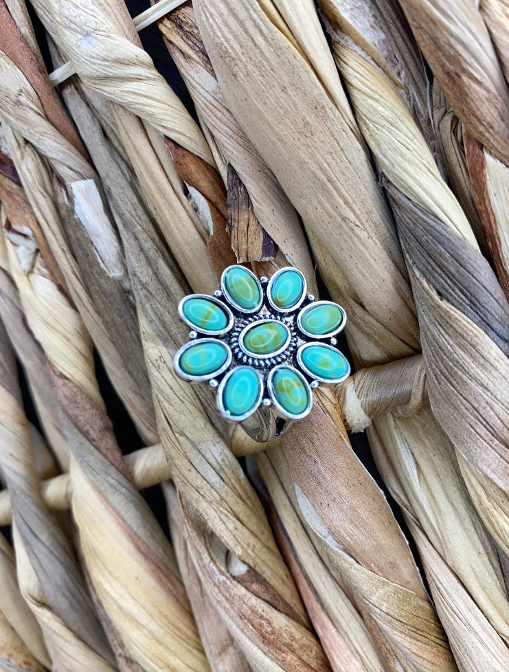 Faux Turquoise Cluster Ring