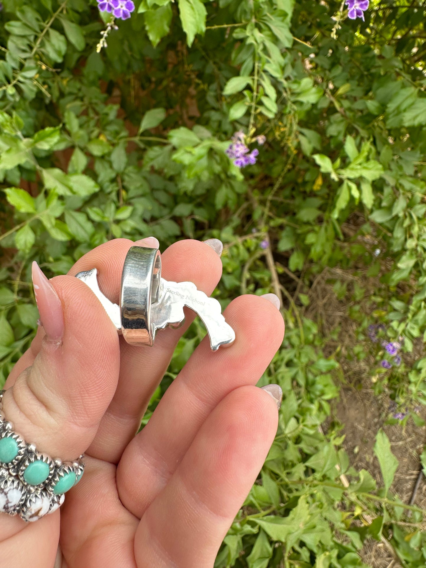 “Turquoise Twister” Beautiful Handmade Turquoise And Sterling Silver Adjustable Ring