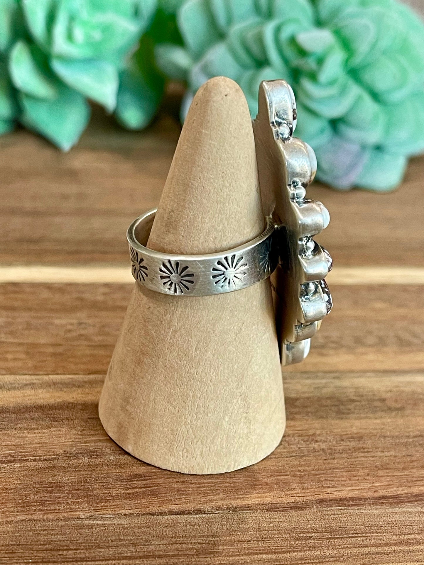 Beautiful Handmade Multi Stone And Sterling Silver Adjustable Ring